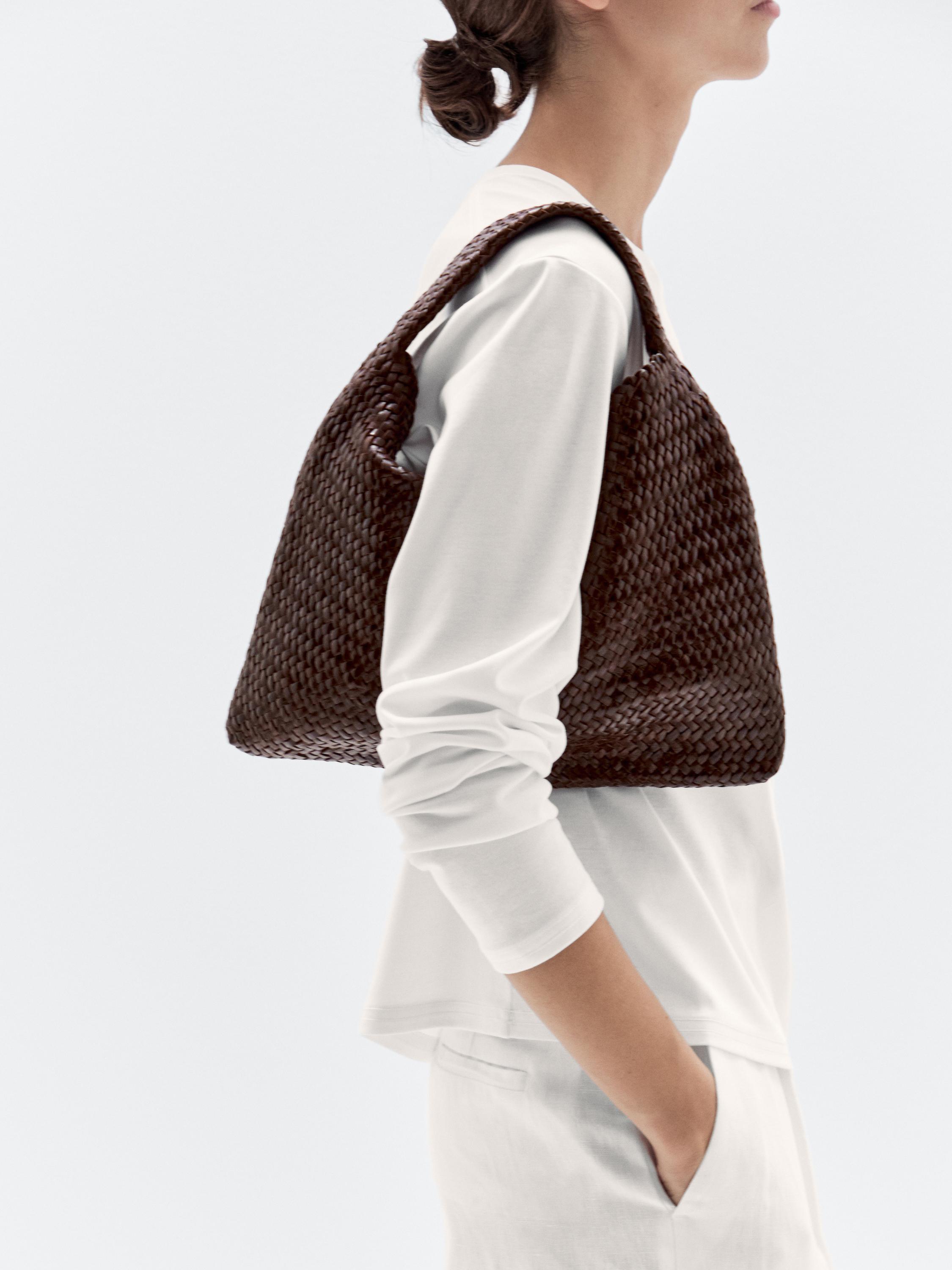 Braided nappa leather shopper bag