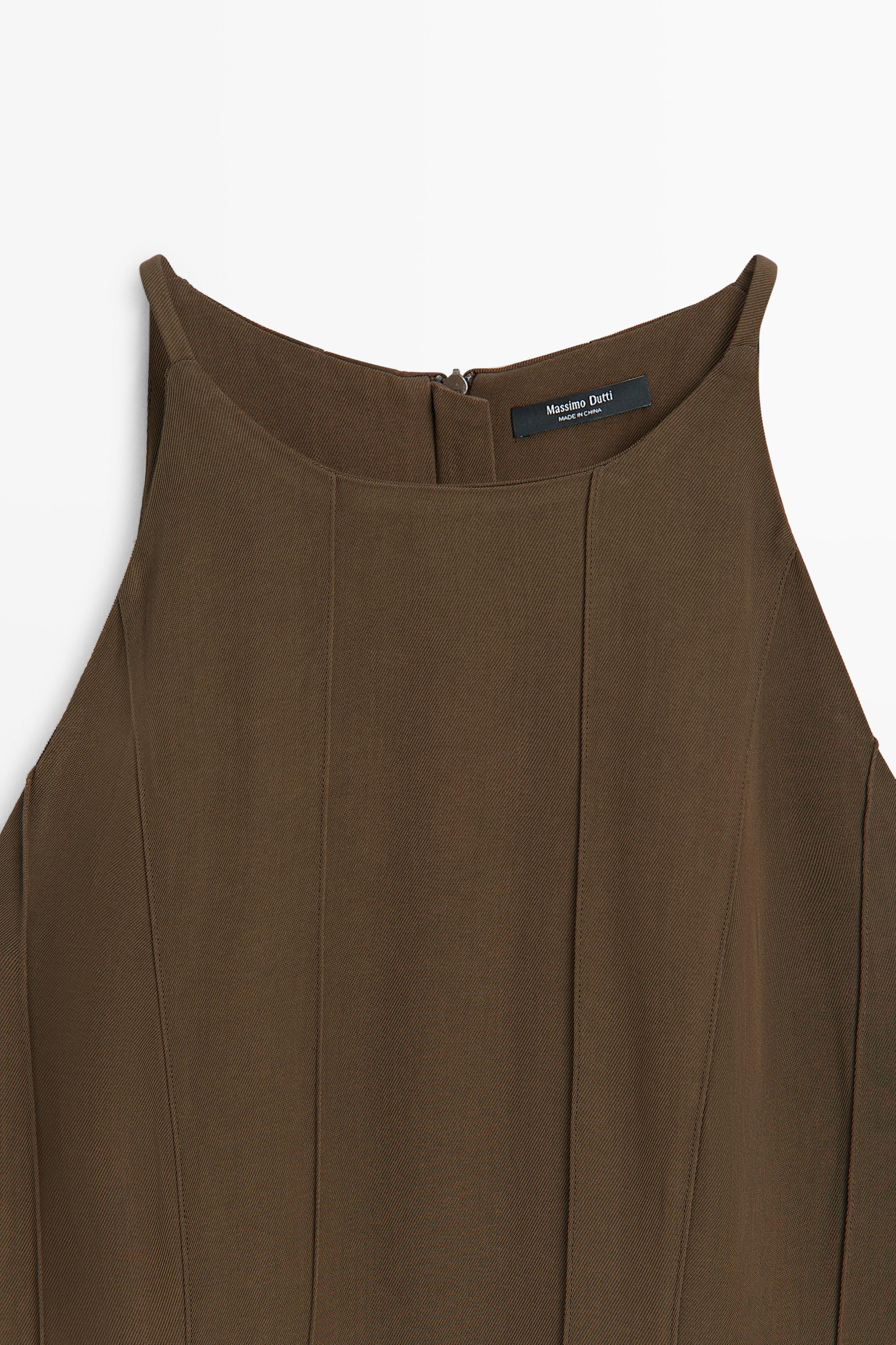 massimo dutti halter neck dress midi · Chocolate · Dress SALEFEED