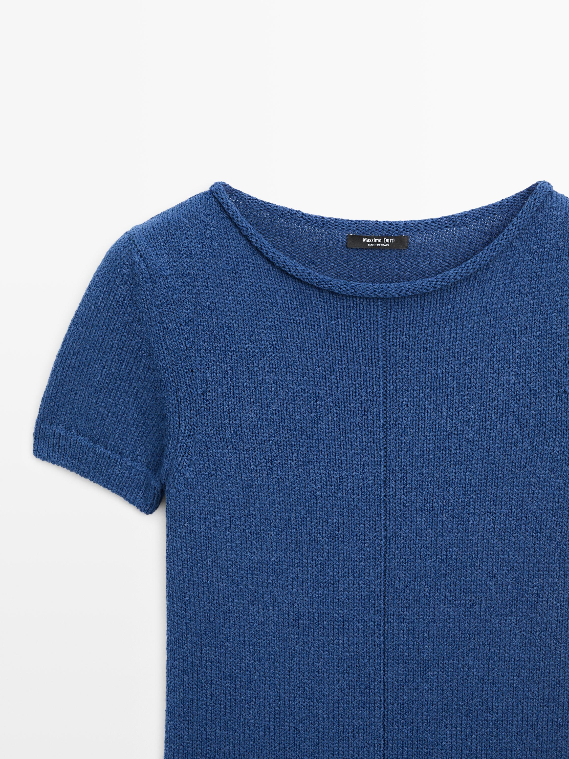 Pamuklu triko kısa kollu kazak