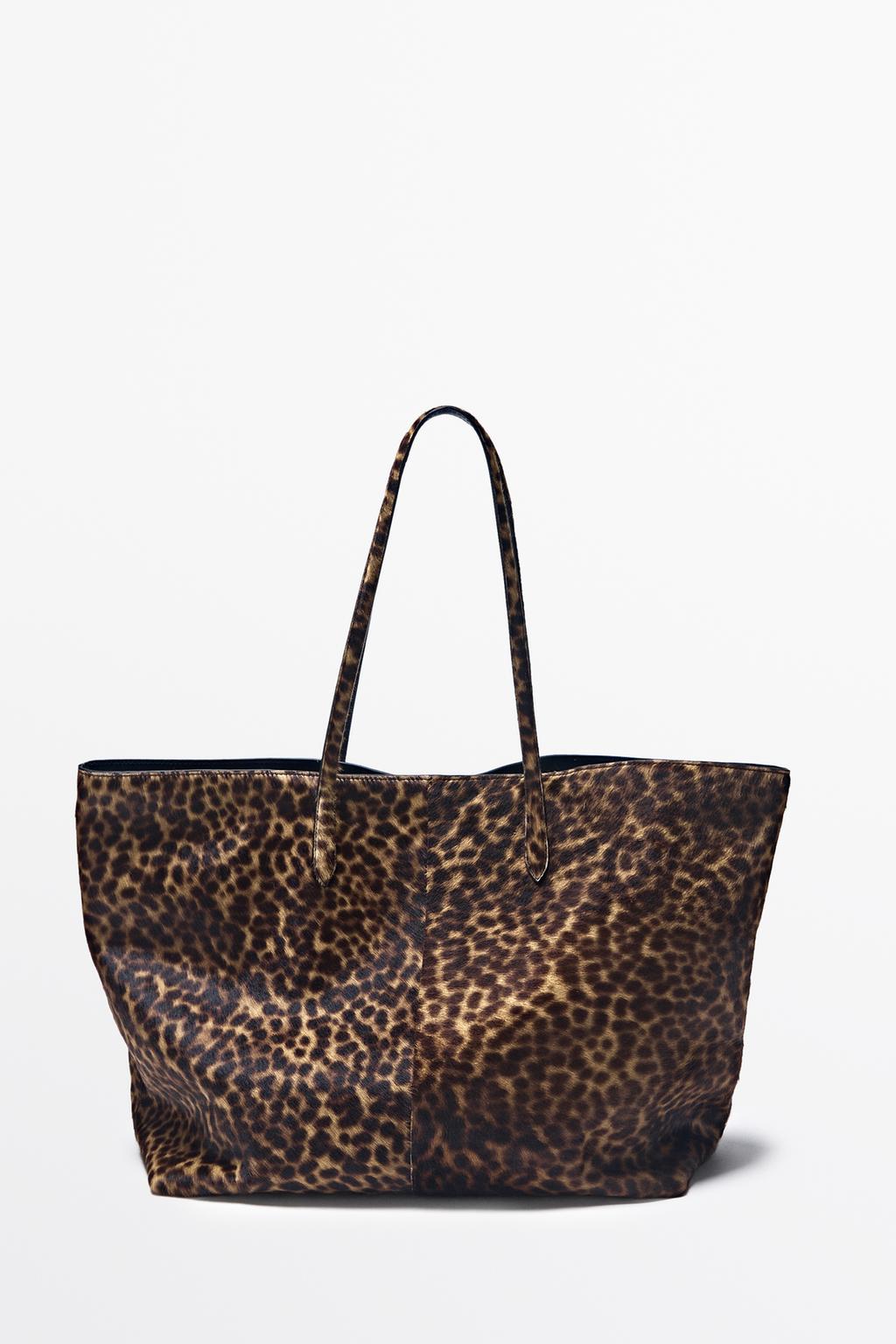 Massimo Dutti Böyük xəz dəri tote çanta