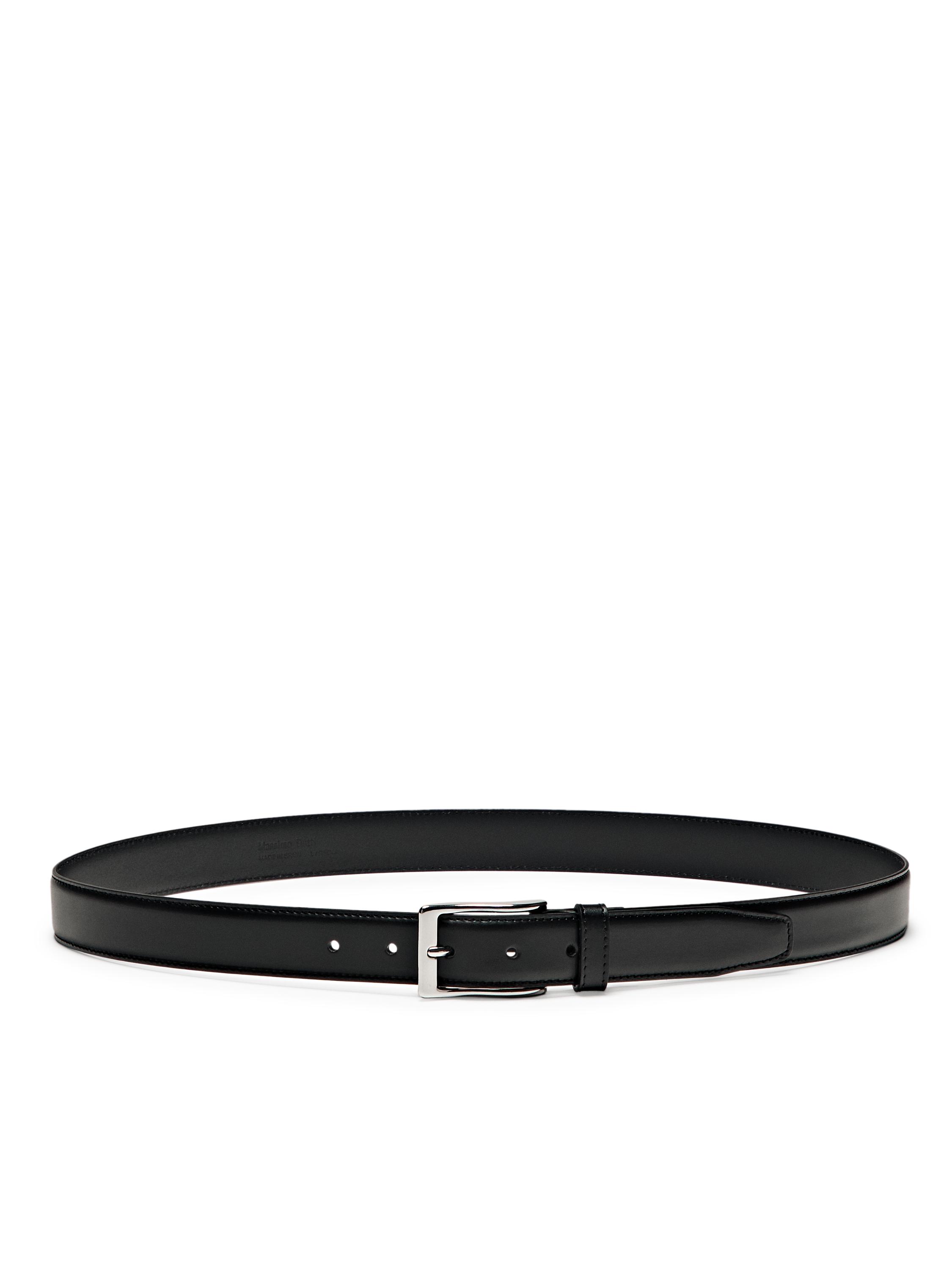 Smart nappa leather belt with topstitching — BLACK