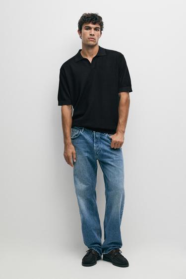 100% cotton knit polo — BLACK 1