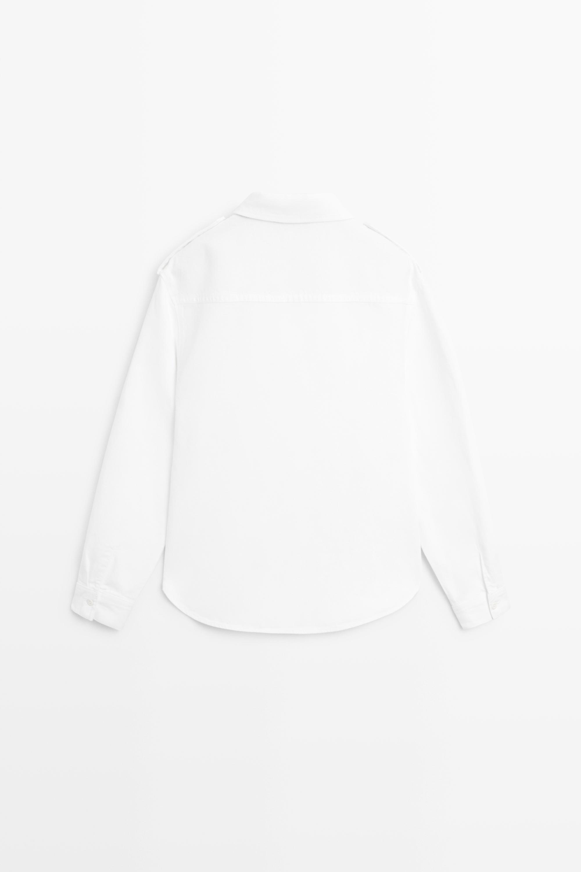 Cotton and linen blend shirt with shoulder detail — Off white