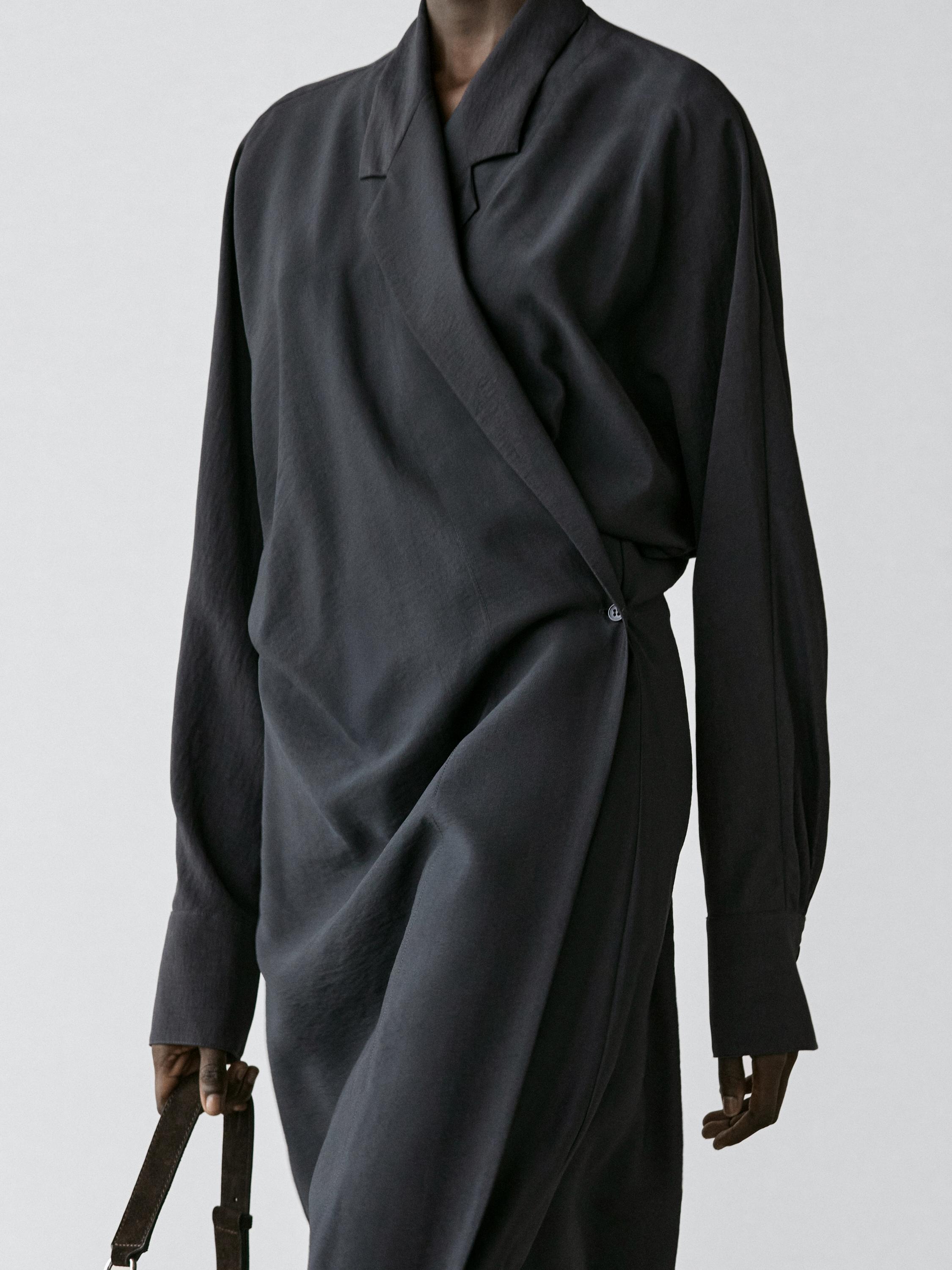 Midi dress with draped detail — LEAD