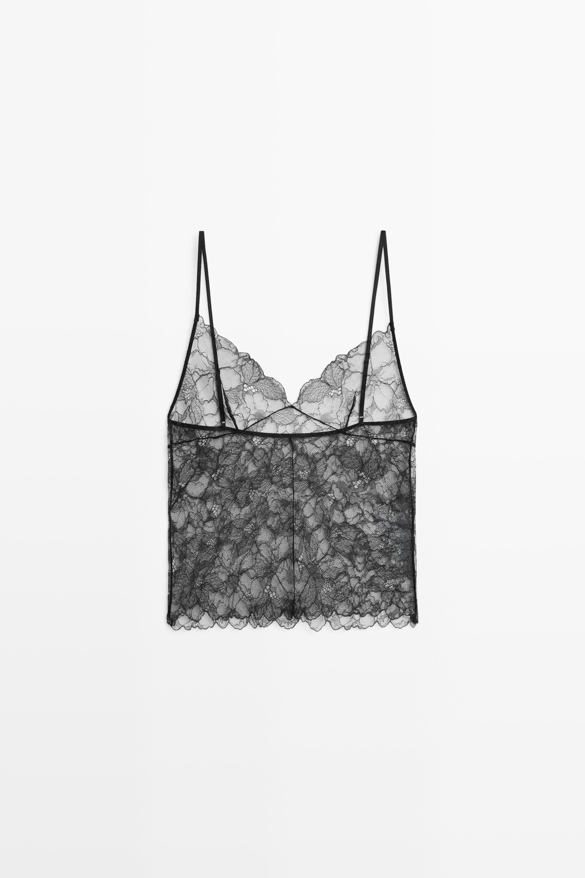 Transparent lace camisole top