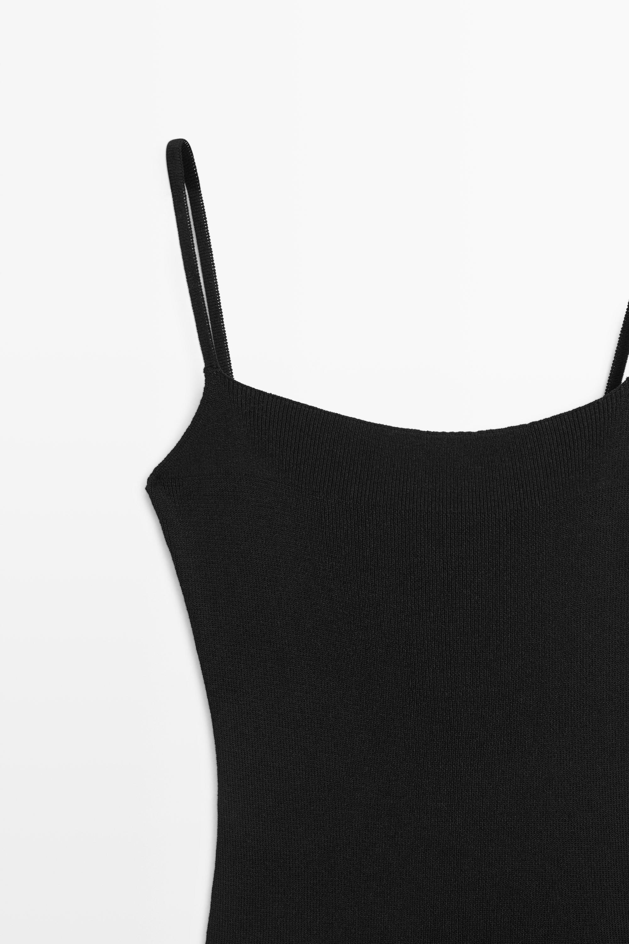 Combined strap midi dress — BLACK
