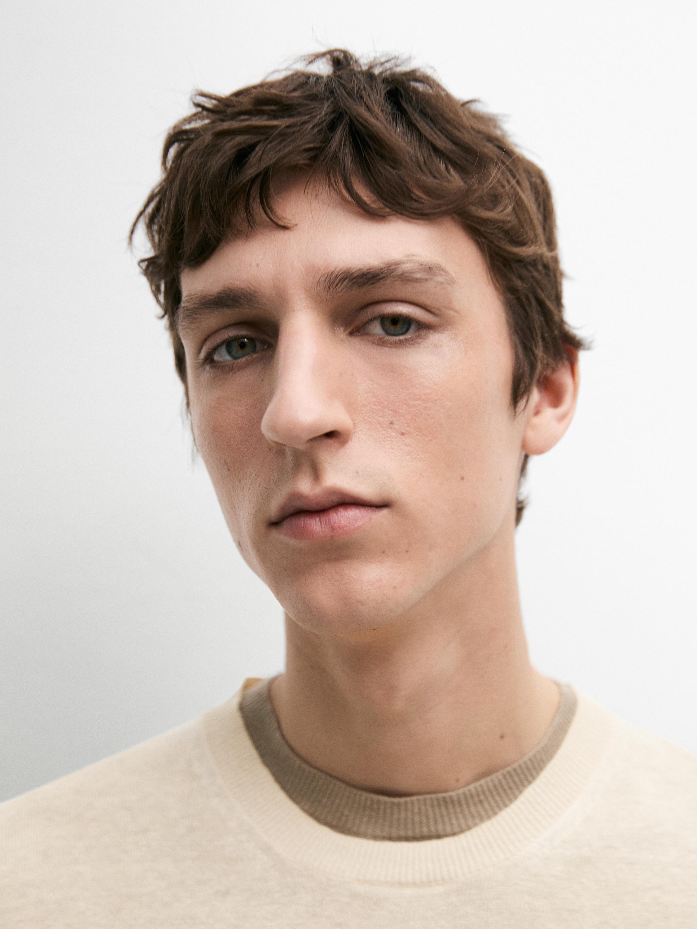100% linen knit crew neck sweater — Vanilla