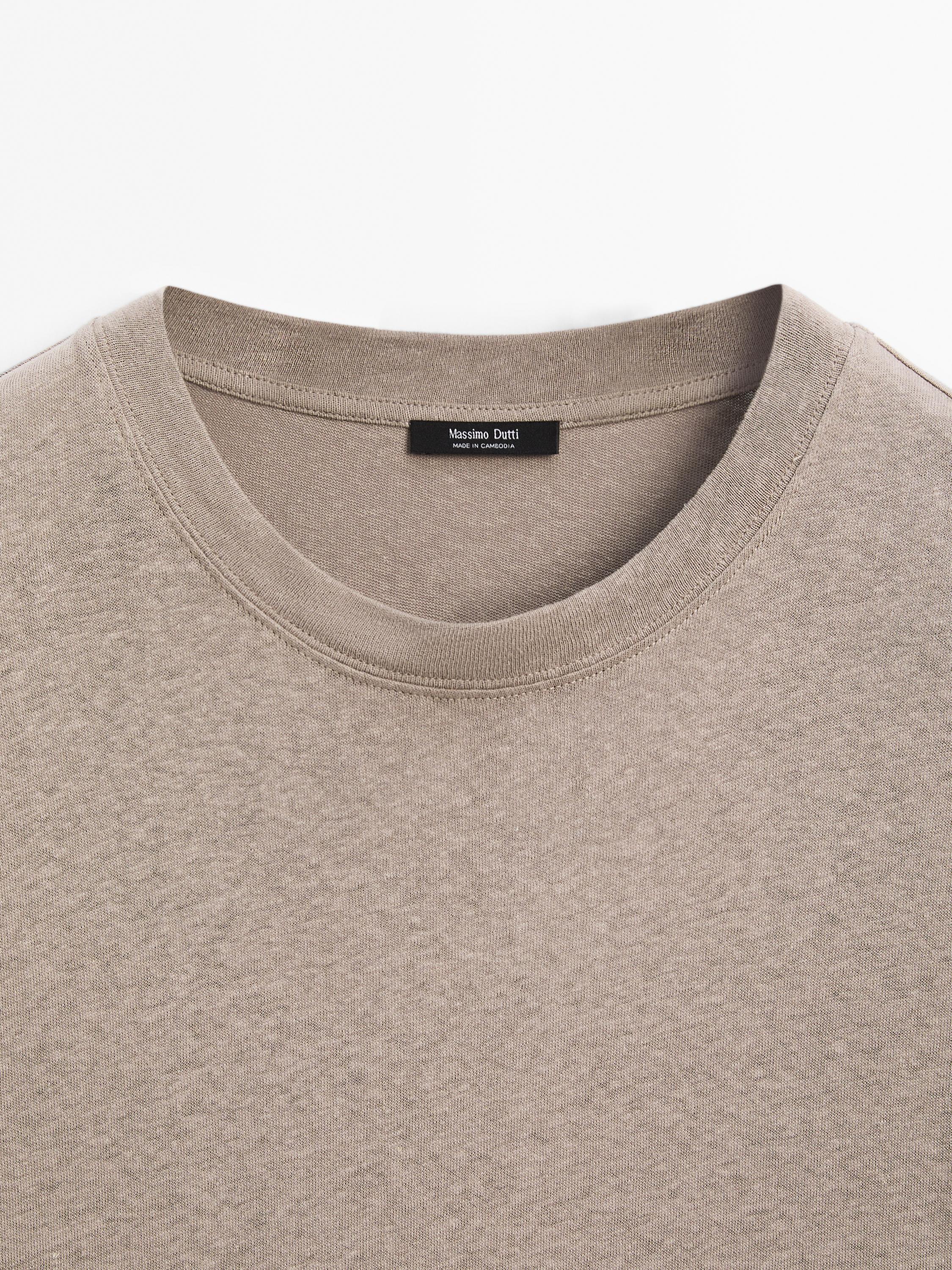 Short-sleeved T-shirt with linen