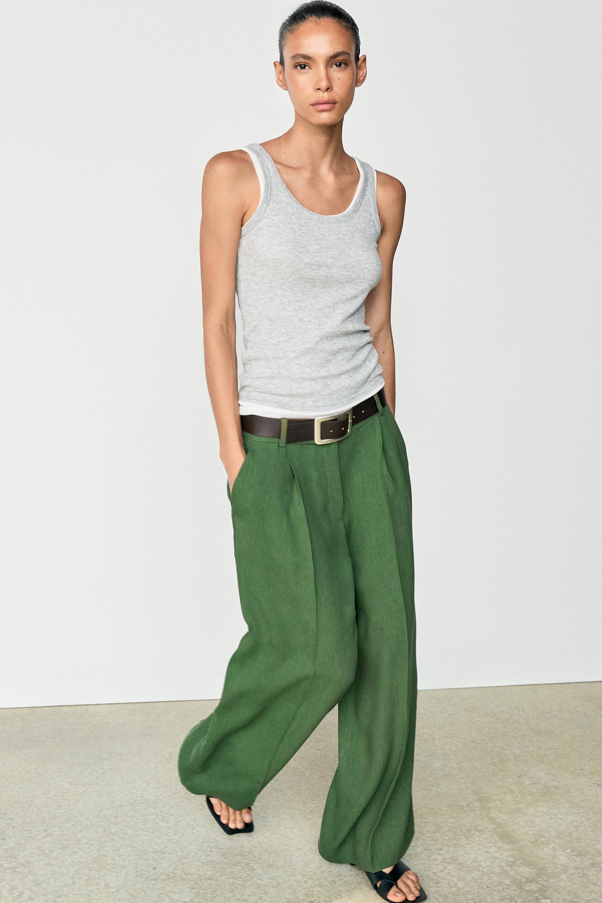 Flowing total look pants — BLUISH GREEN