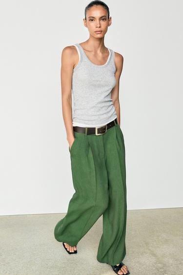 Flowing total look pants — BLUISH GREEN 8