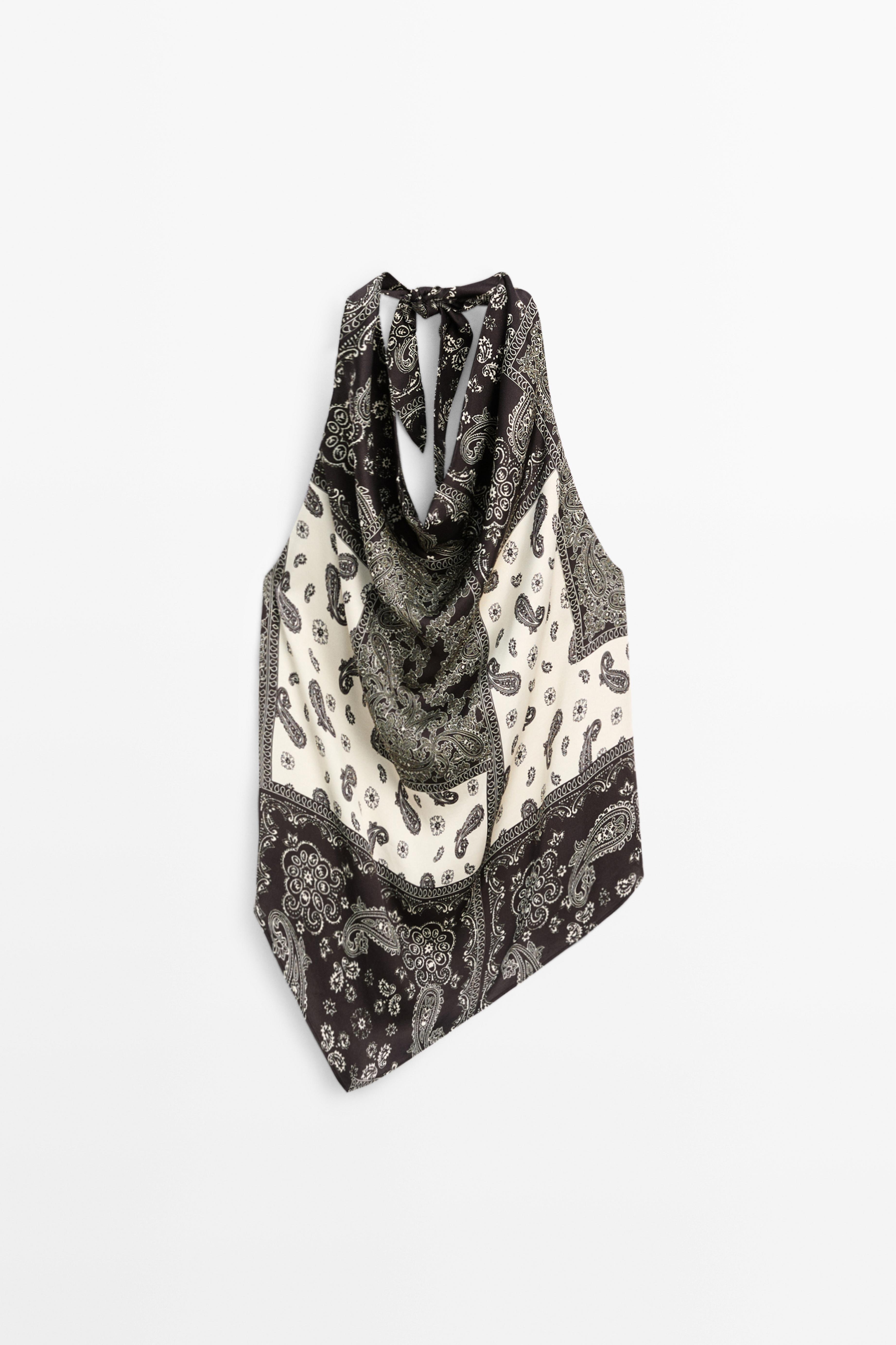 Striped top with cowl neckline — TAUPE GREY