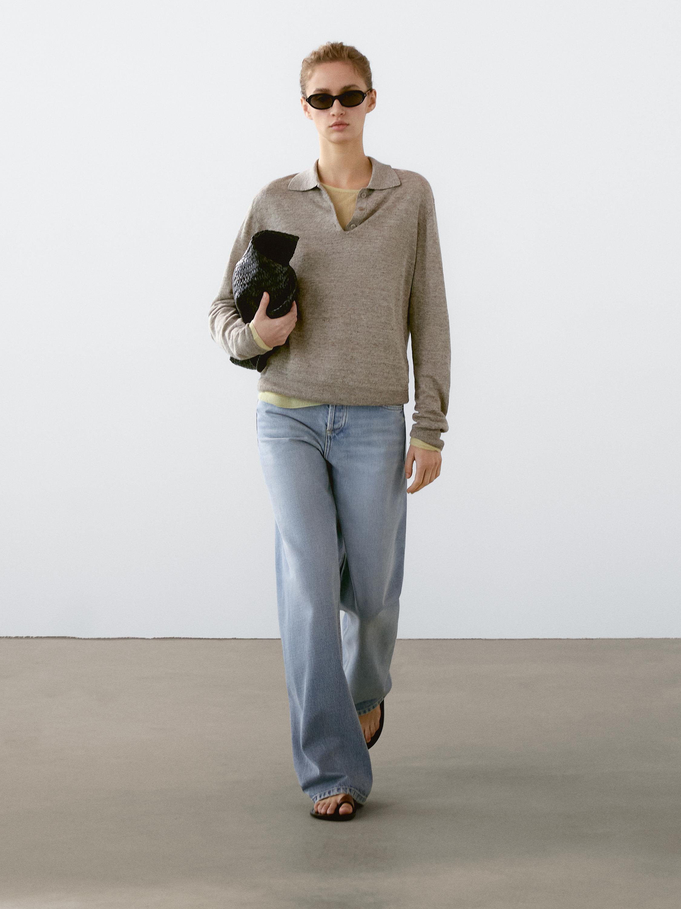 100% linen melange knit sweater