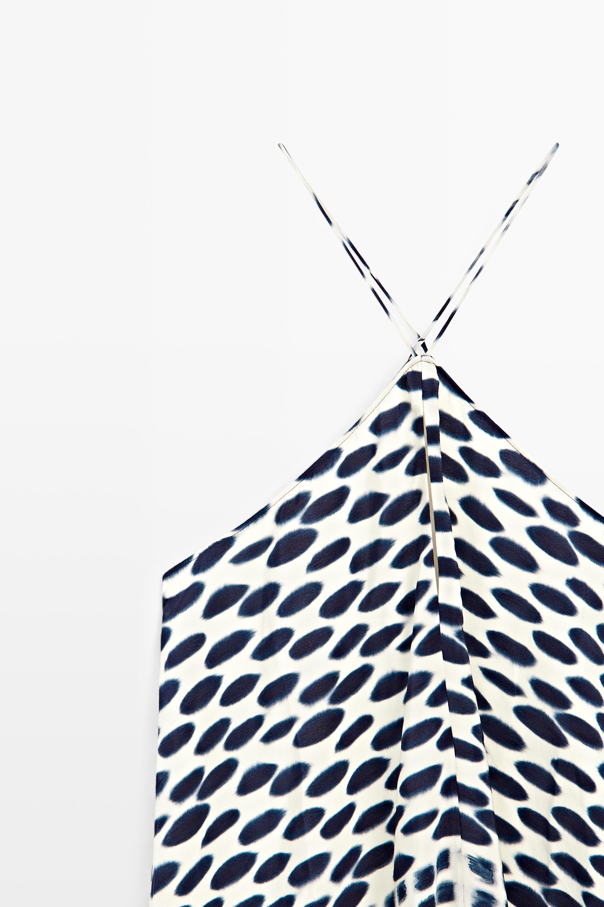 Printed flared midi dress — WHITE