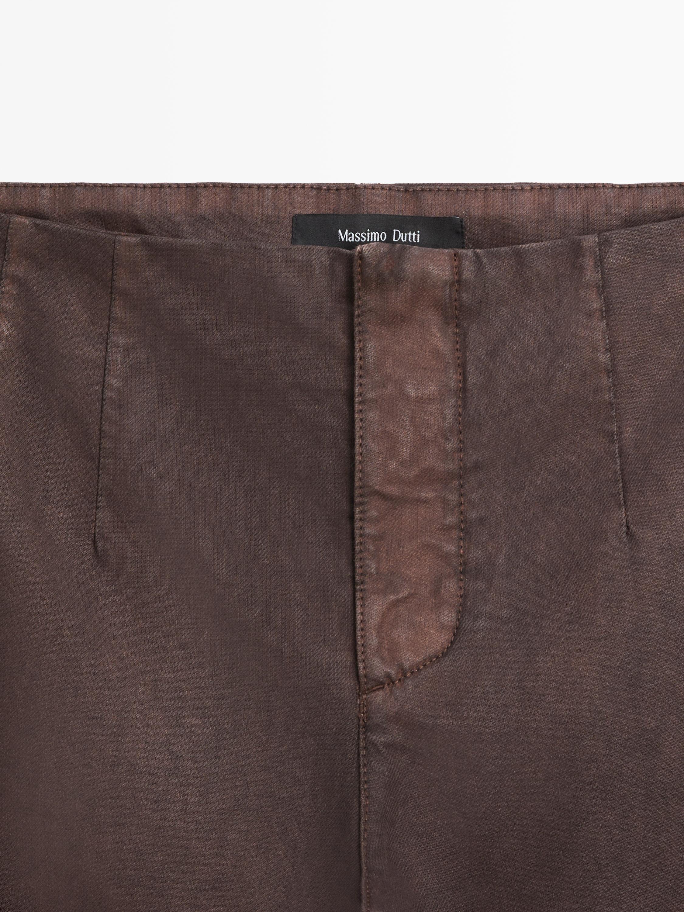 Waxed flare fit trousers — PURPLE
