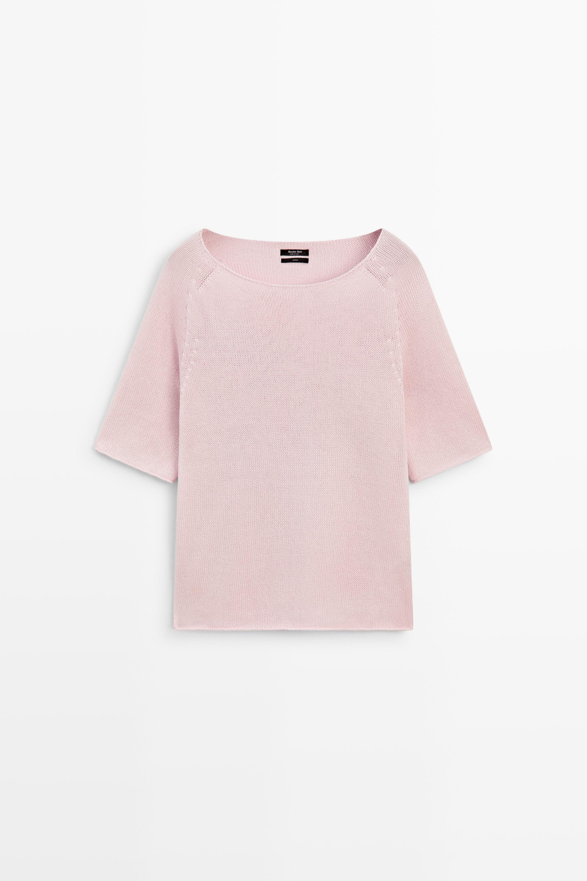 100% cotton boat neck knit sweater