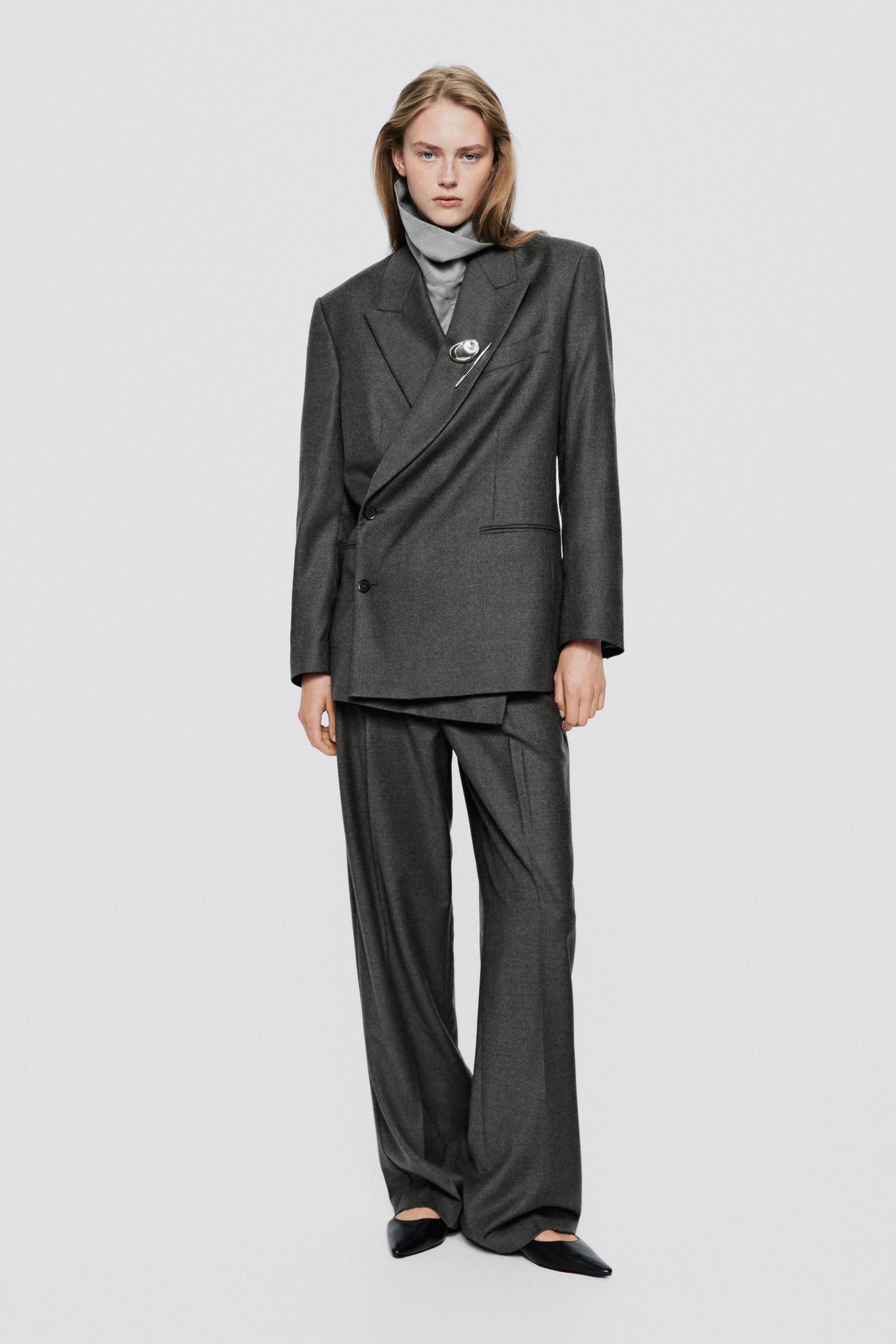 Blazer Doppiopetto Oversize - Limited Edition - Grigio Scuro - 34 (It 38) - Massimo Dutti - Female