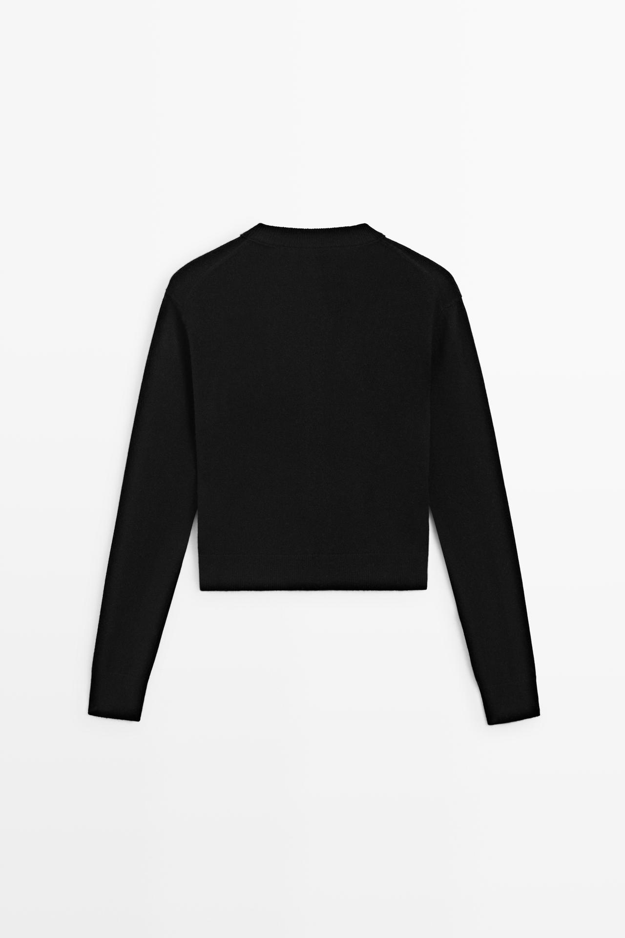 Knit cardigan with button detail — BLACK
