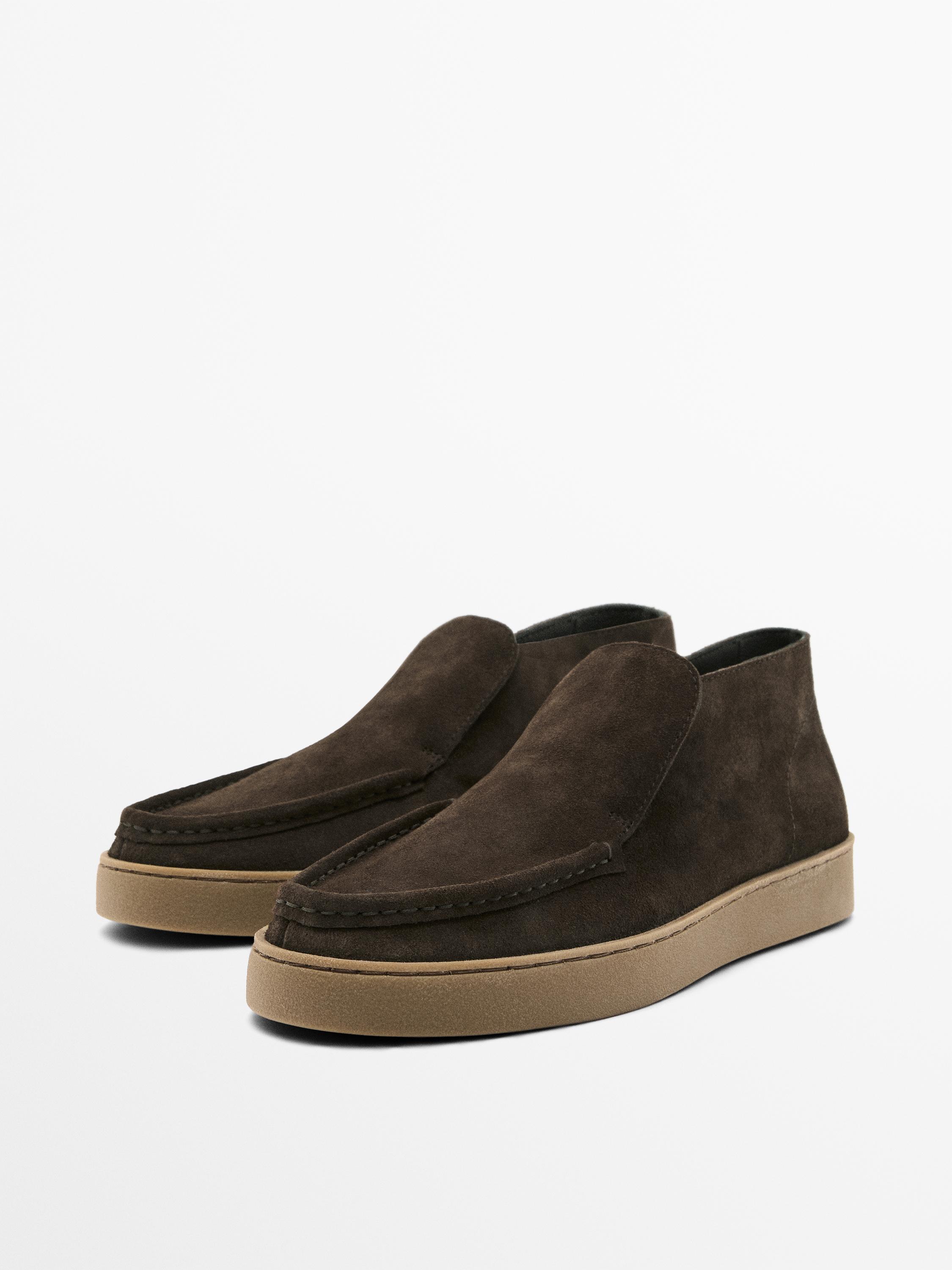 Split leather boot-style shoes