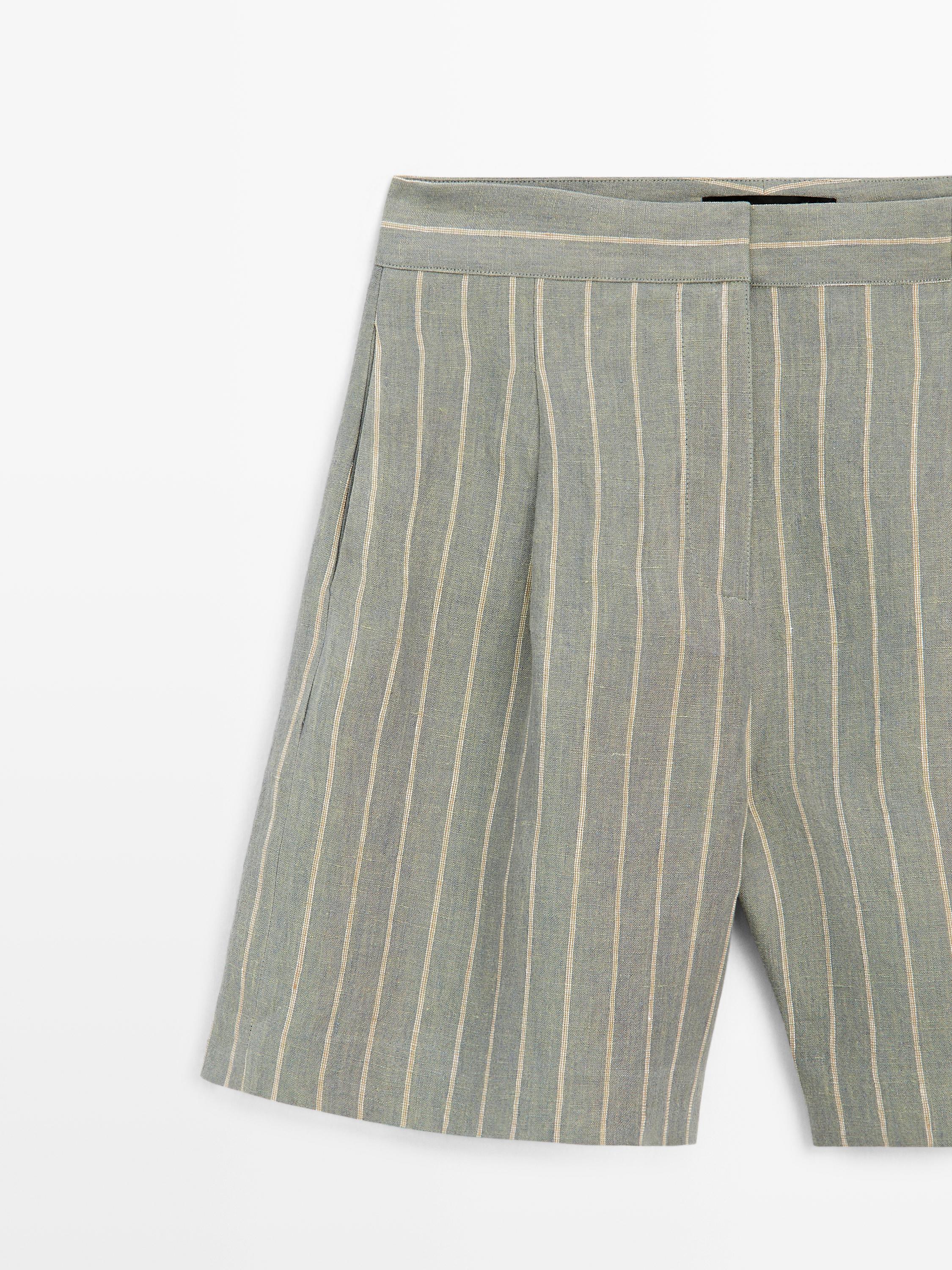 Short linen Bermuda shorts — PISTACHIO