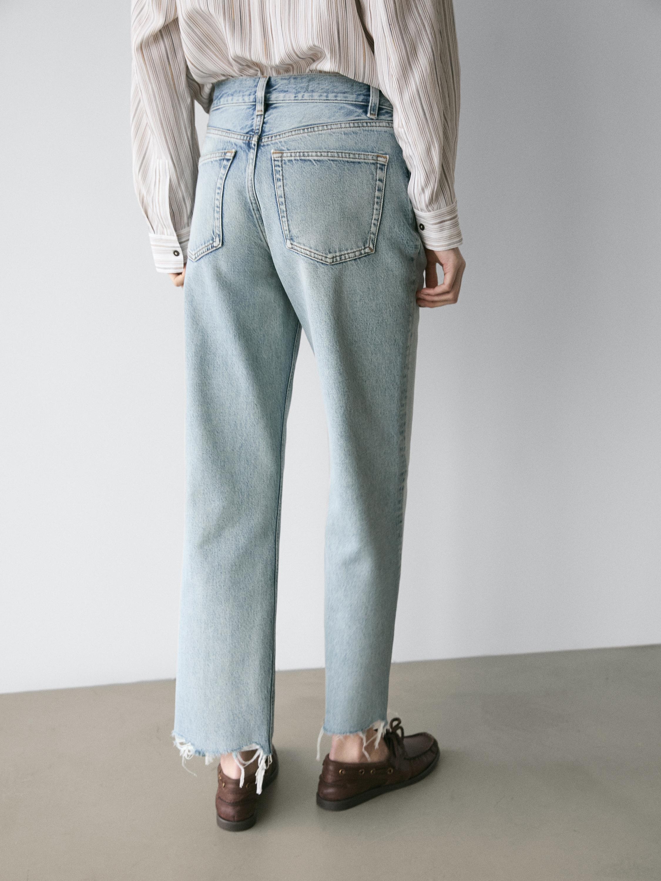 Straight-leg high-waist jeans — Light Blue