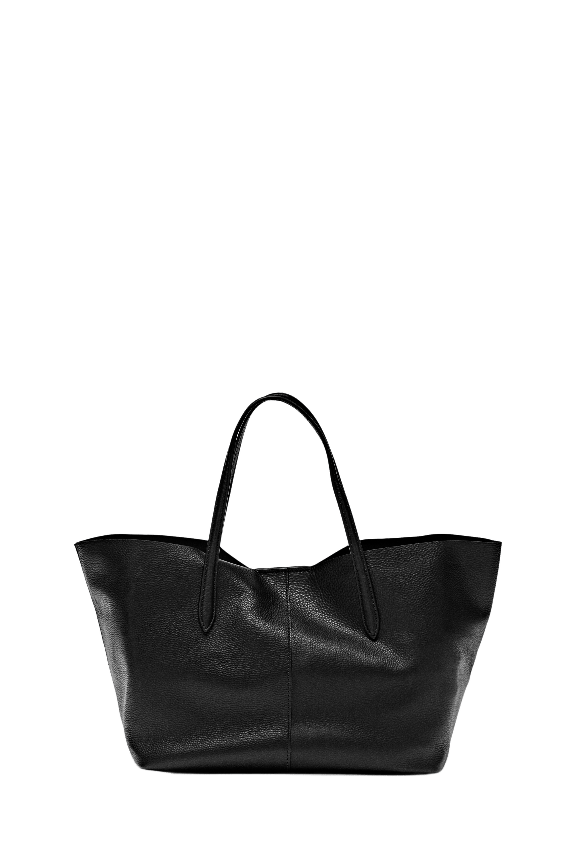 Massimo Dutti Napa deri orta boy tote çanta görsel 6