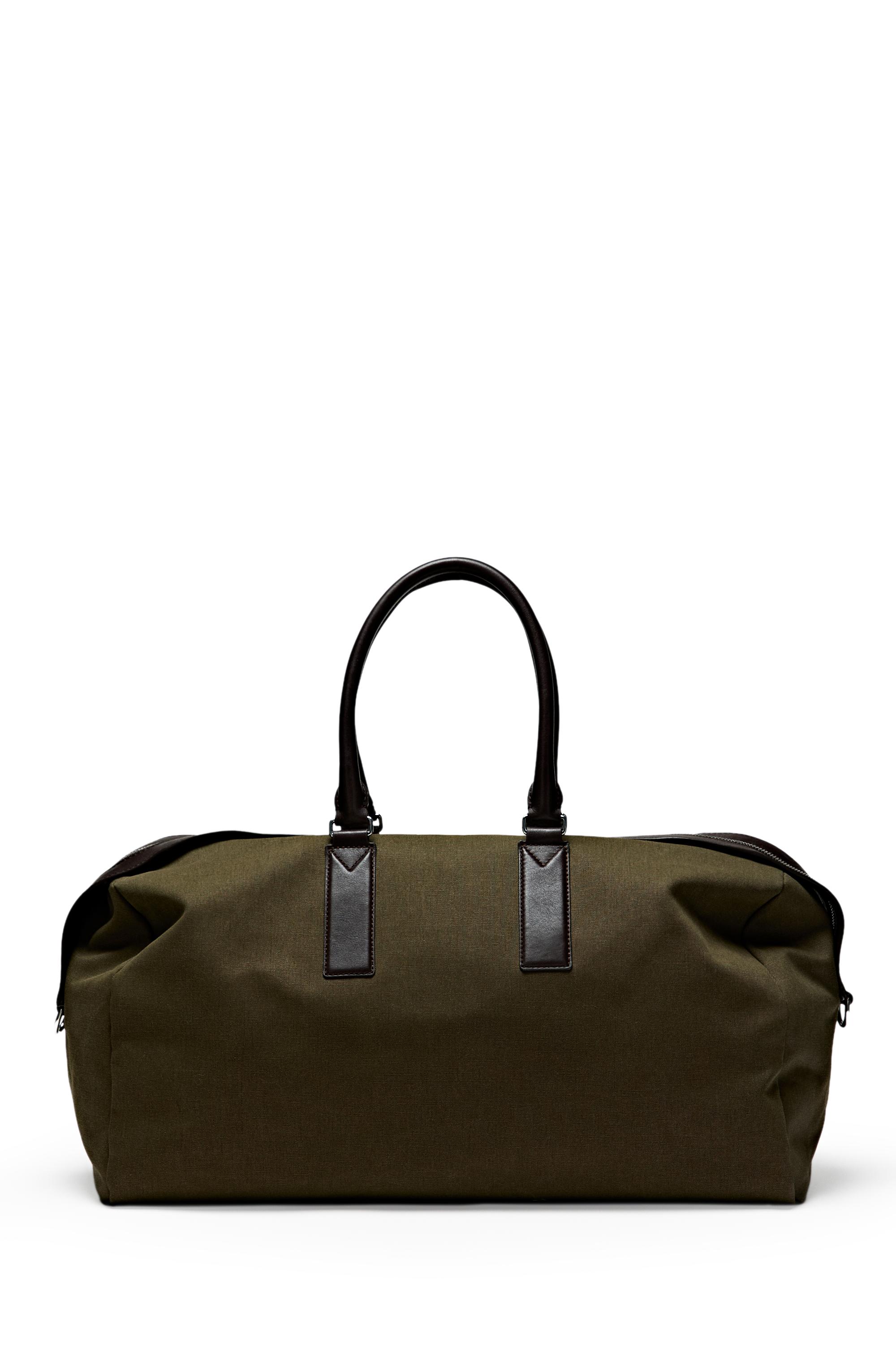 Nappa leather detail travel bag — KHAKI