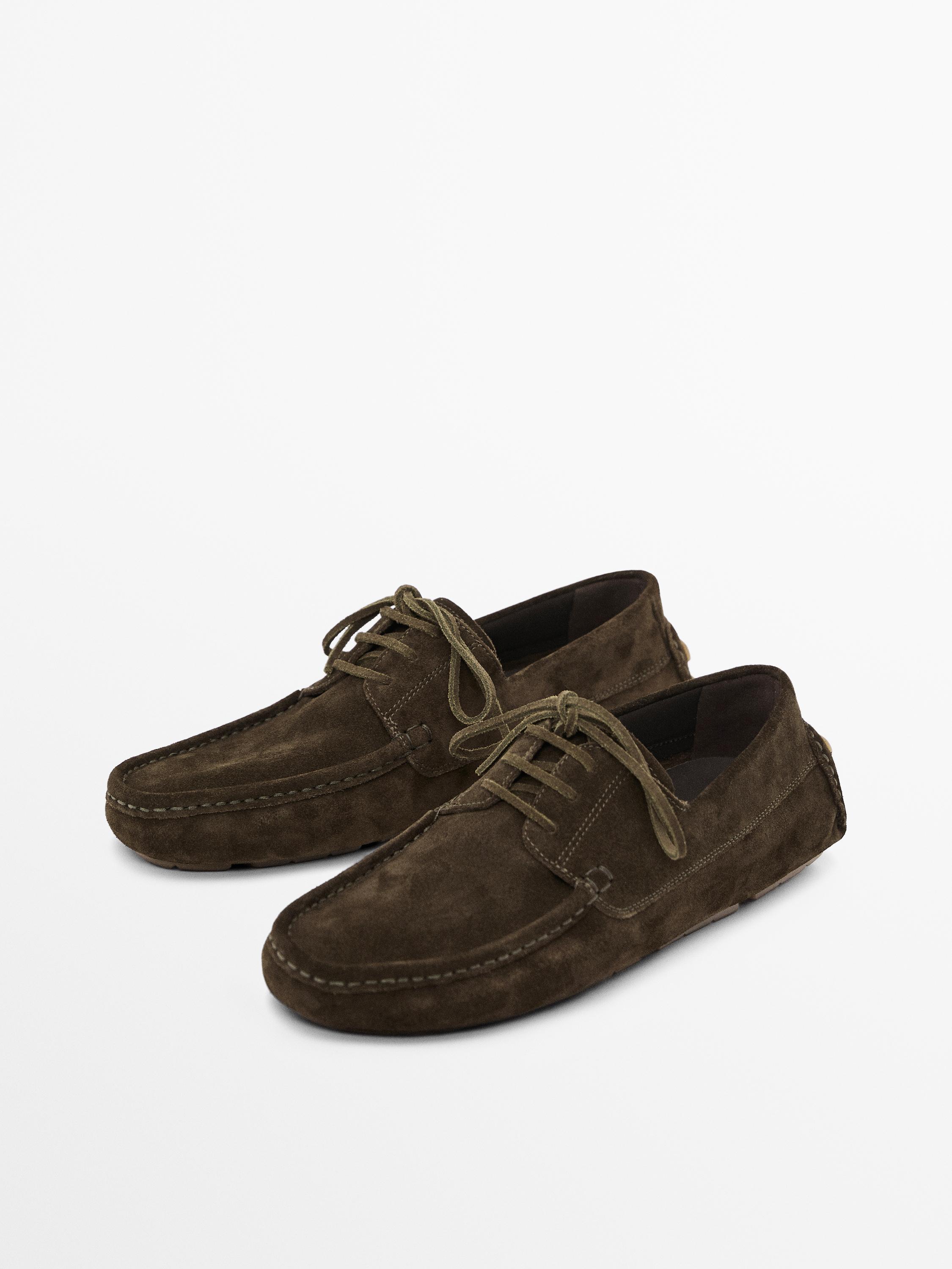 Split suede deck shoes