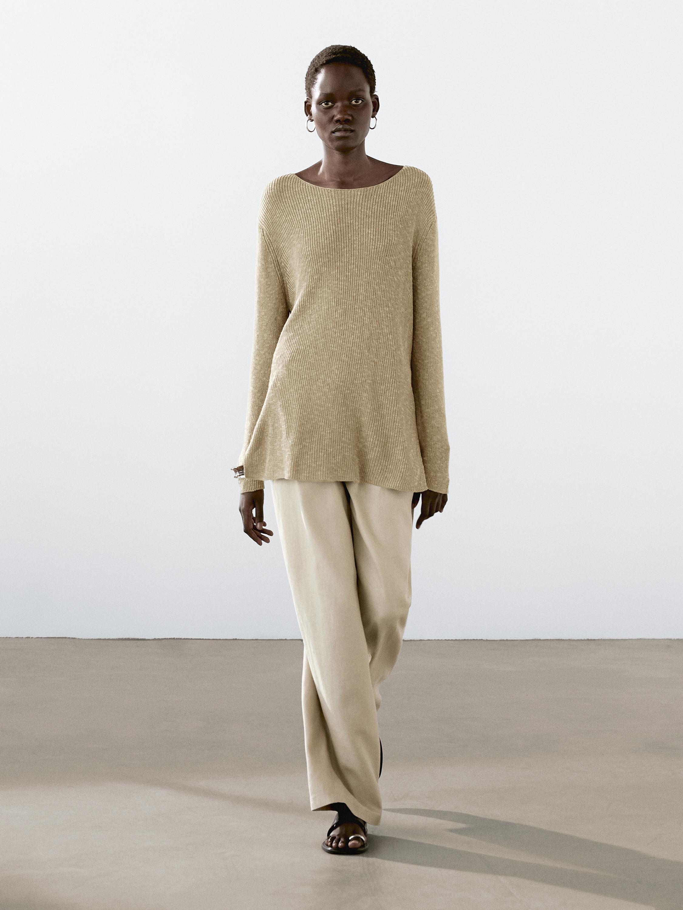 סוודר מסריג תערובת כותנה