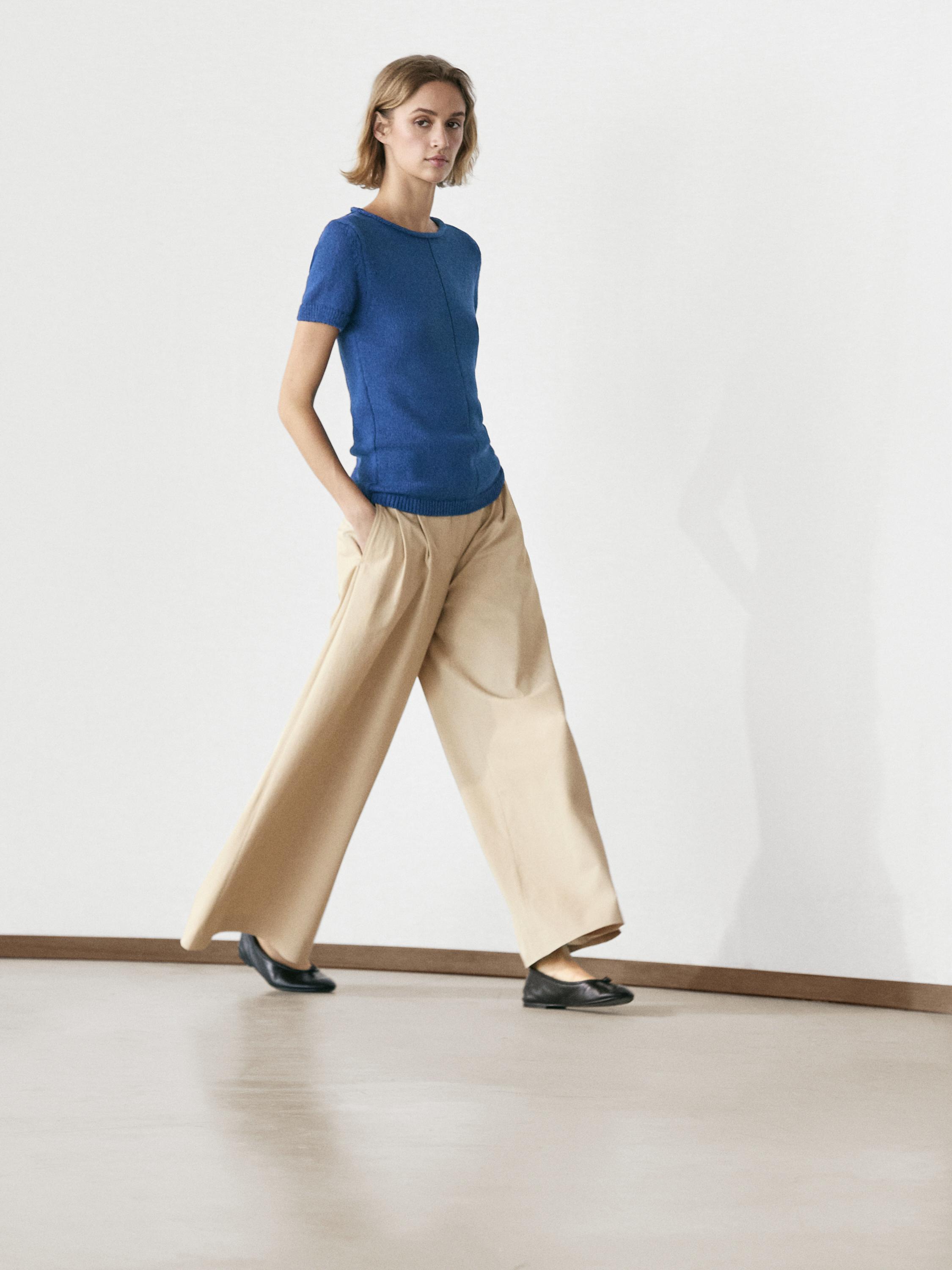 Flowy cropped pants — SAND