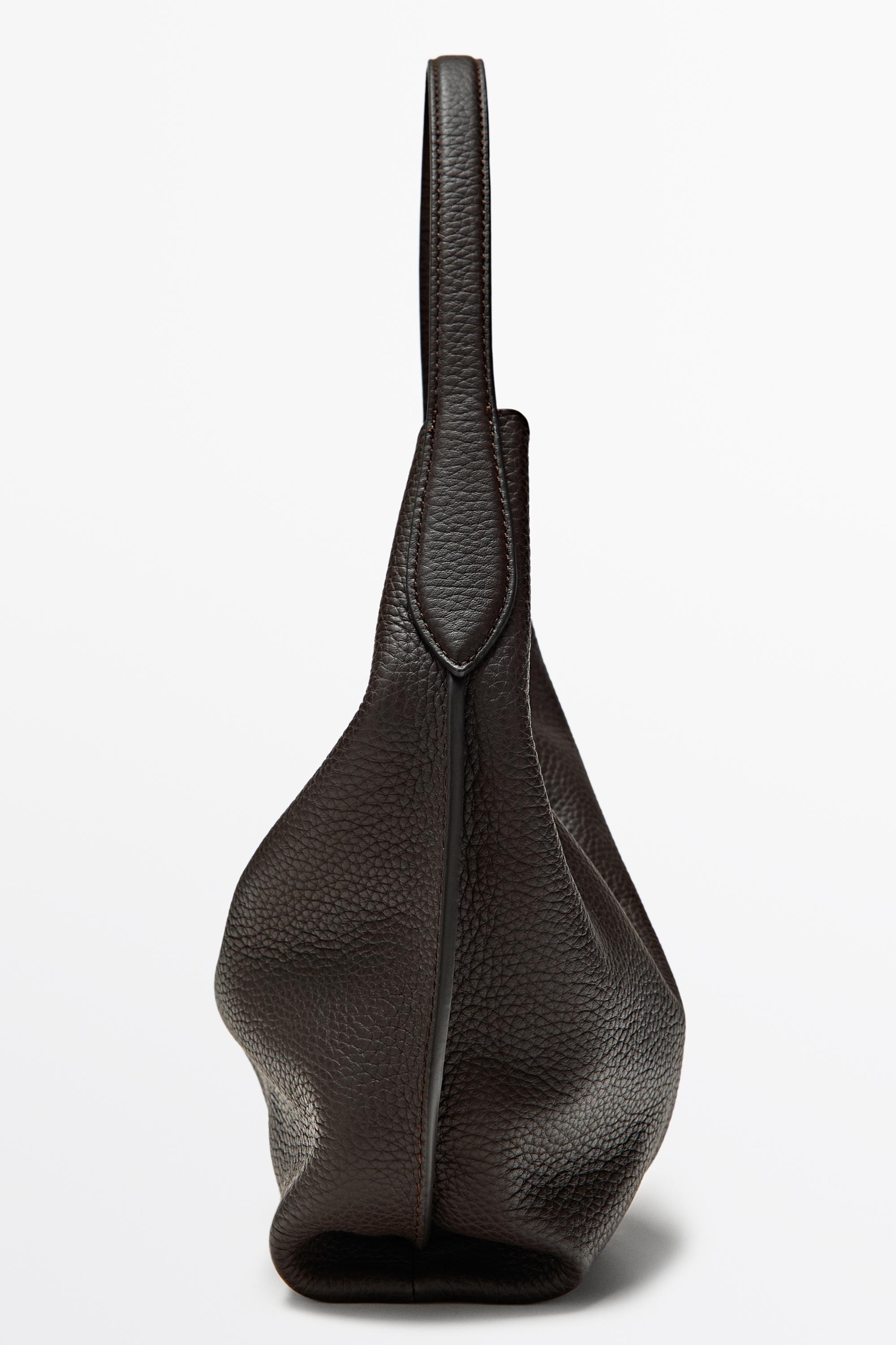 Nappa leather mini shoulder bag — BROWN