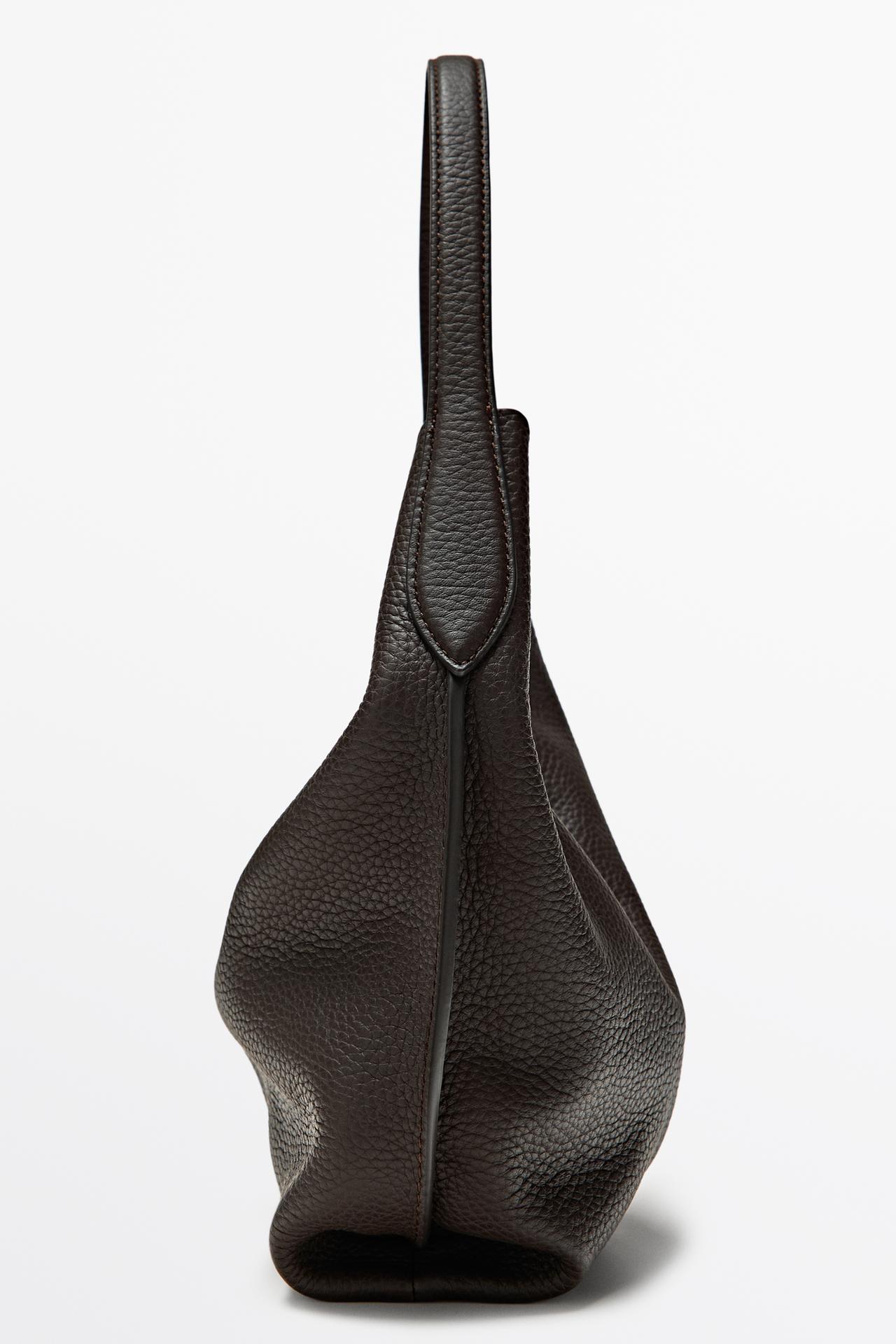 Nappa leather mini shoulder bag — BROWN