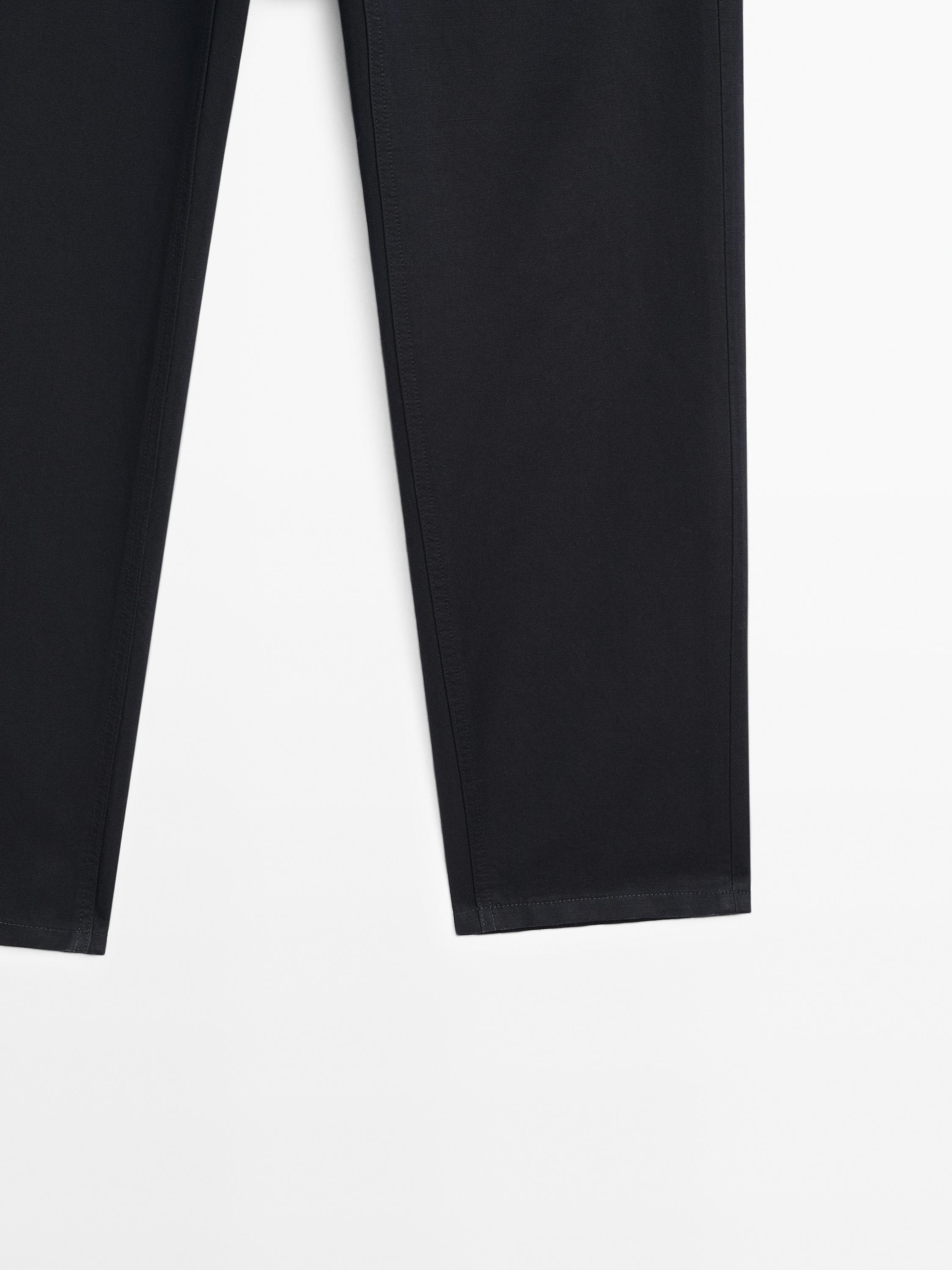 Cotton blend tapered fit trousers