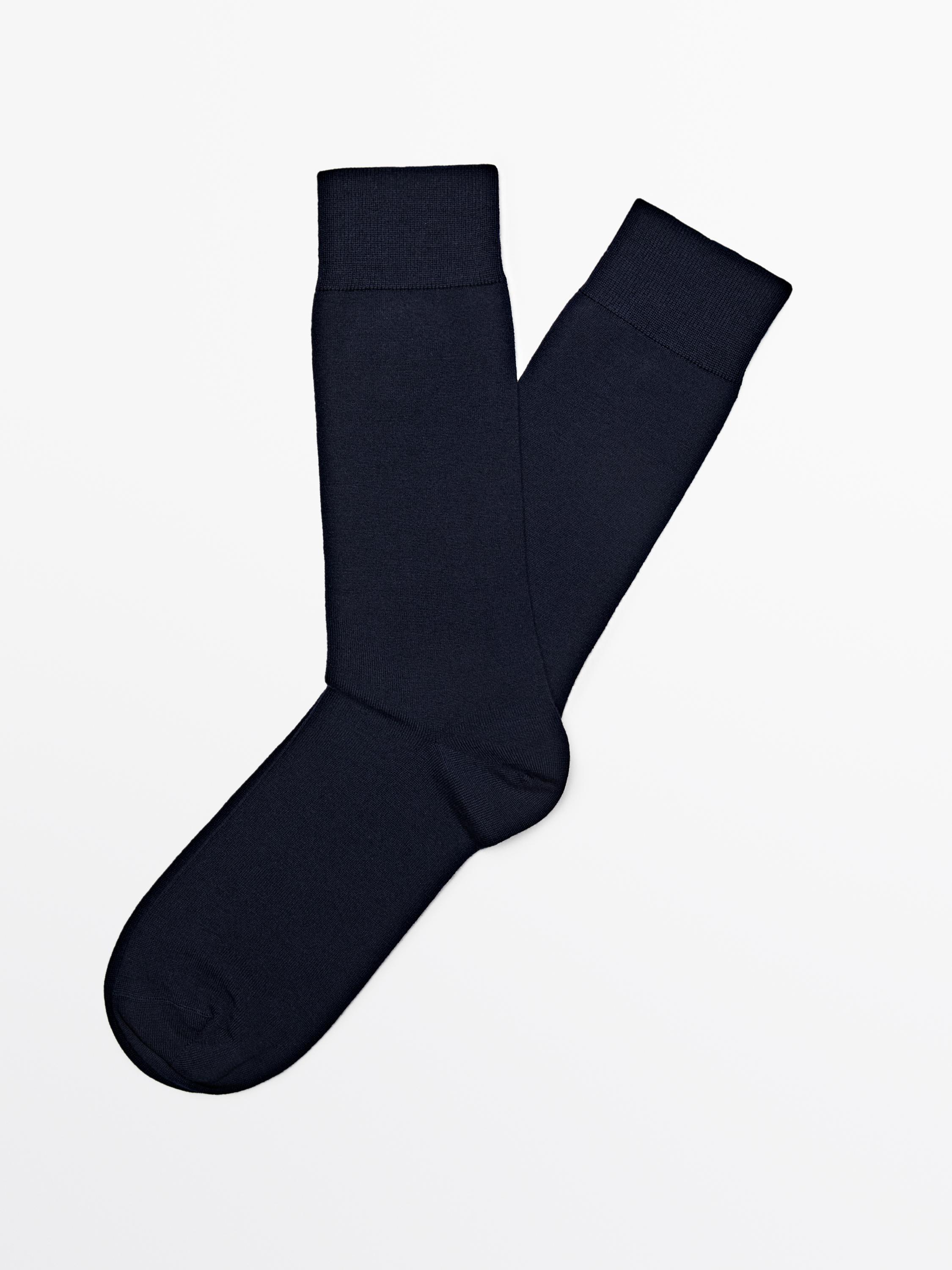 Plain wool blend knit socks