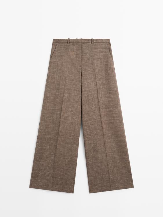 Yünlü bol paça pantolon