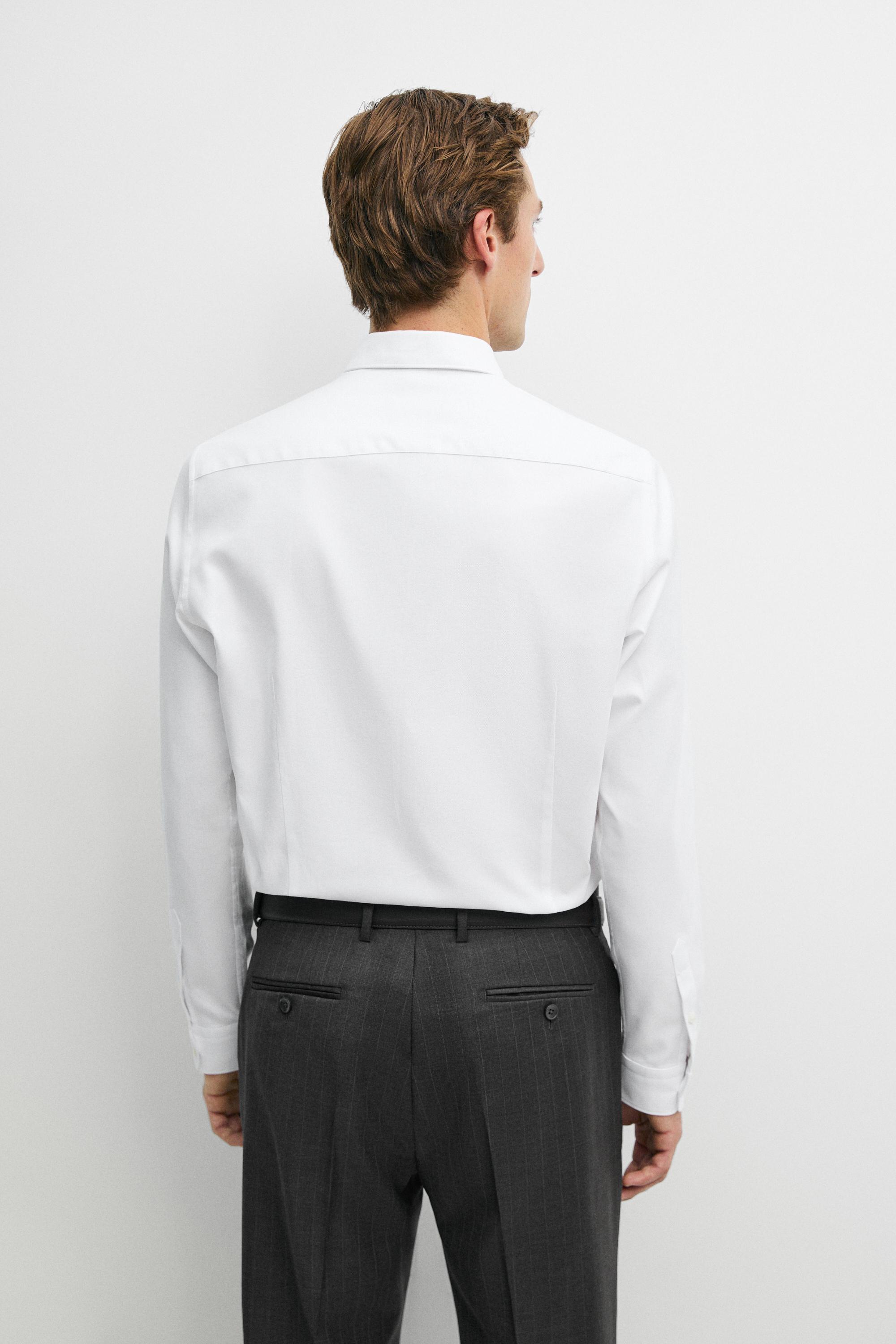Slim fit 100% cotton Oxford shirt — WHITE