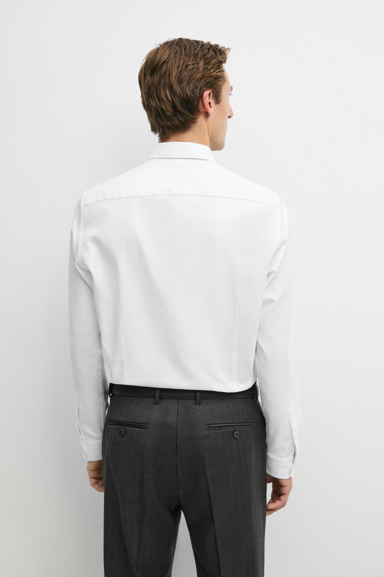Slim fit 100% cotton Oxford shirt — WHITE