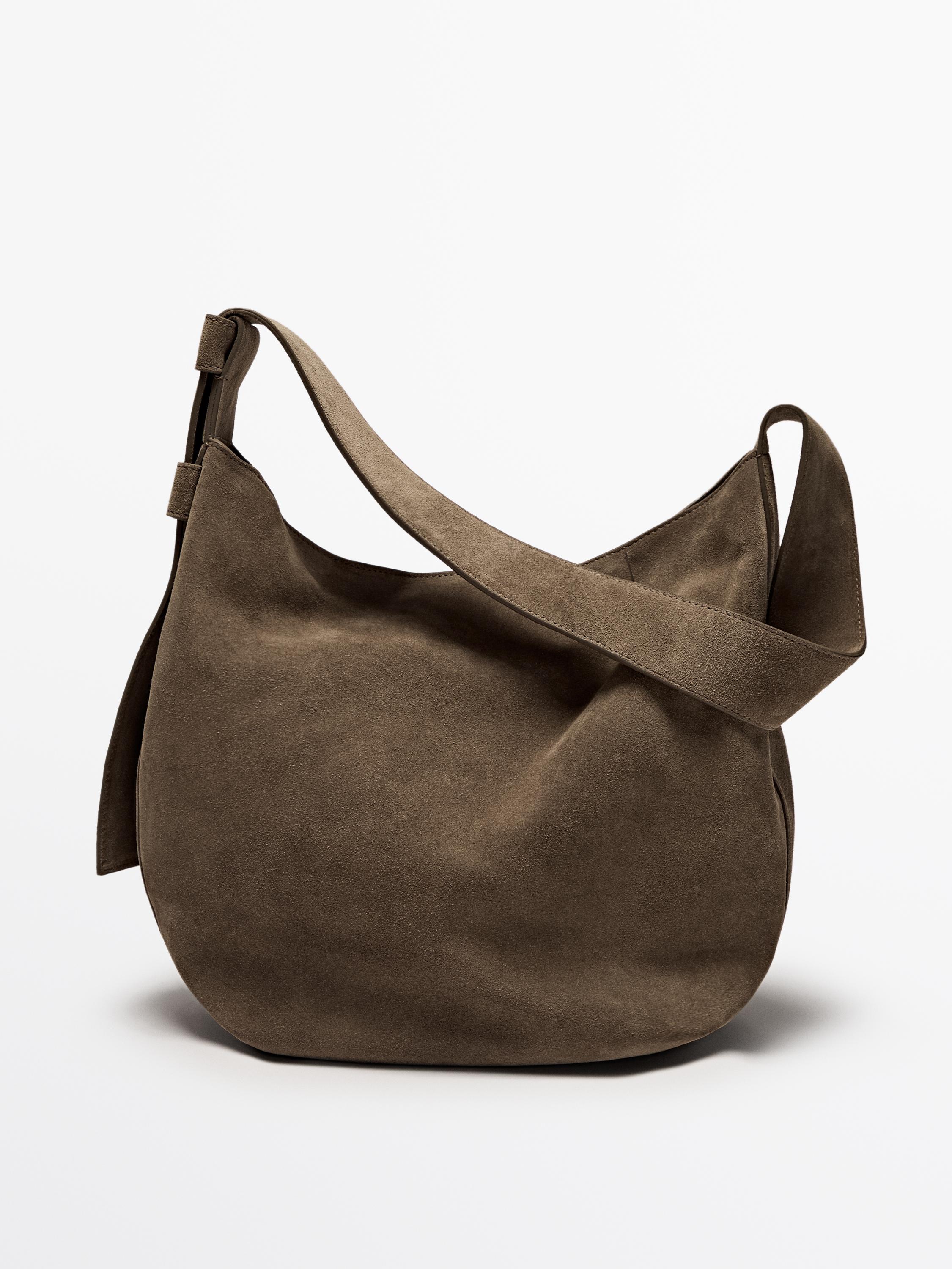 Split leather and leather shoulder bag