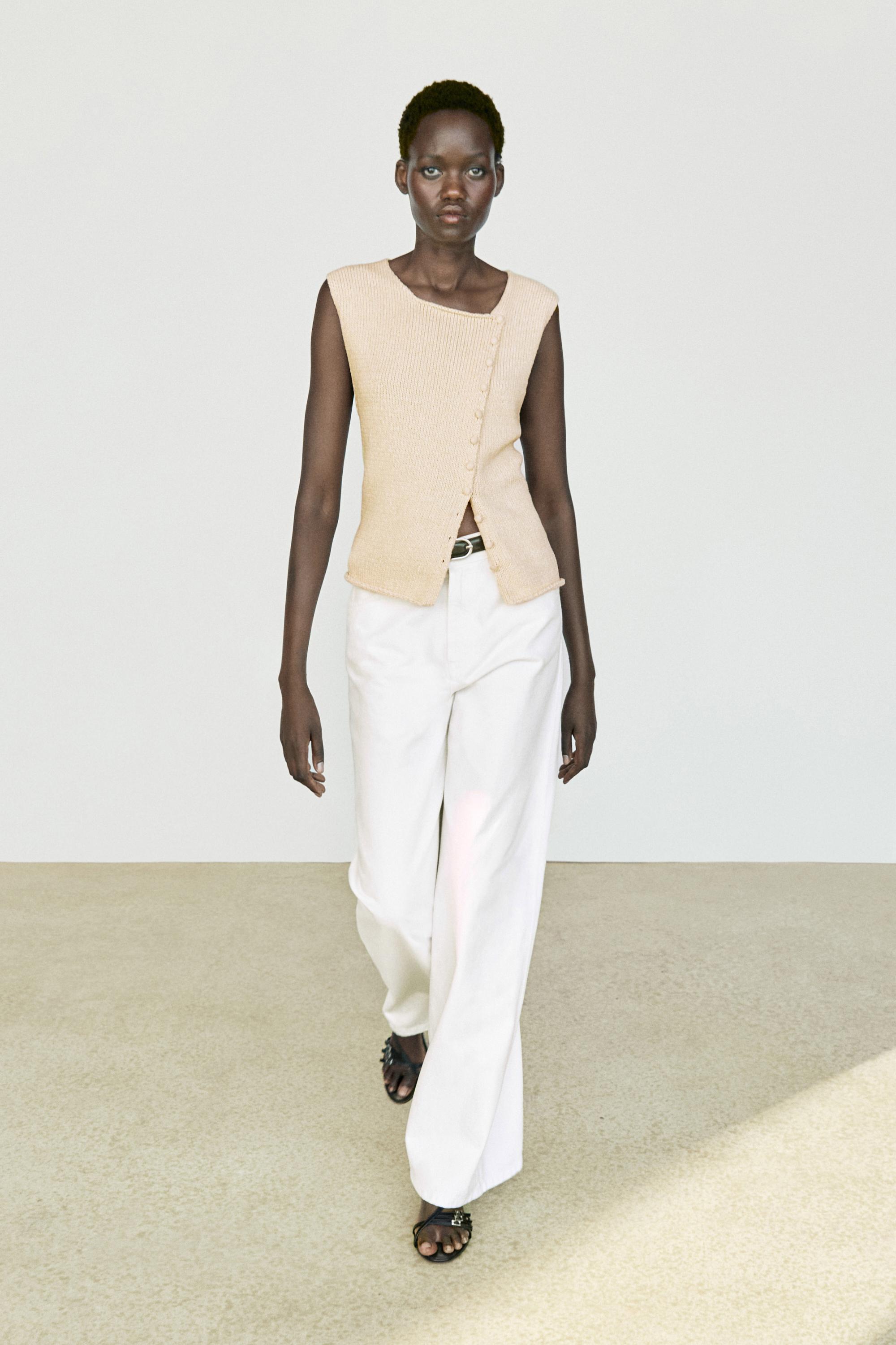 High-waist wide-leg jeans — Off white
