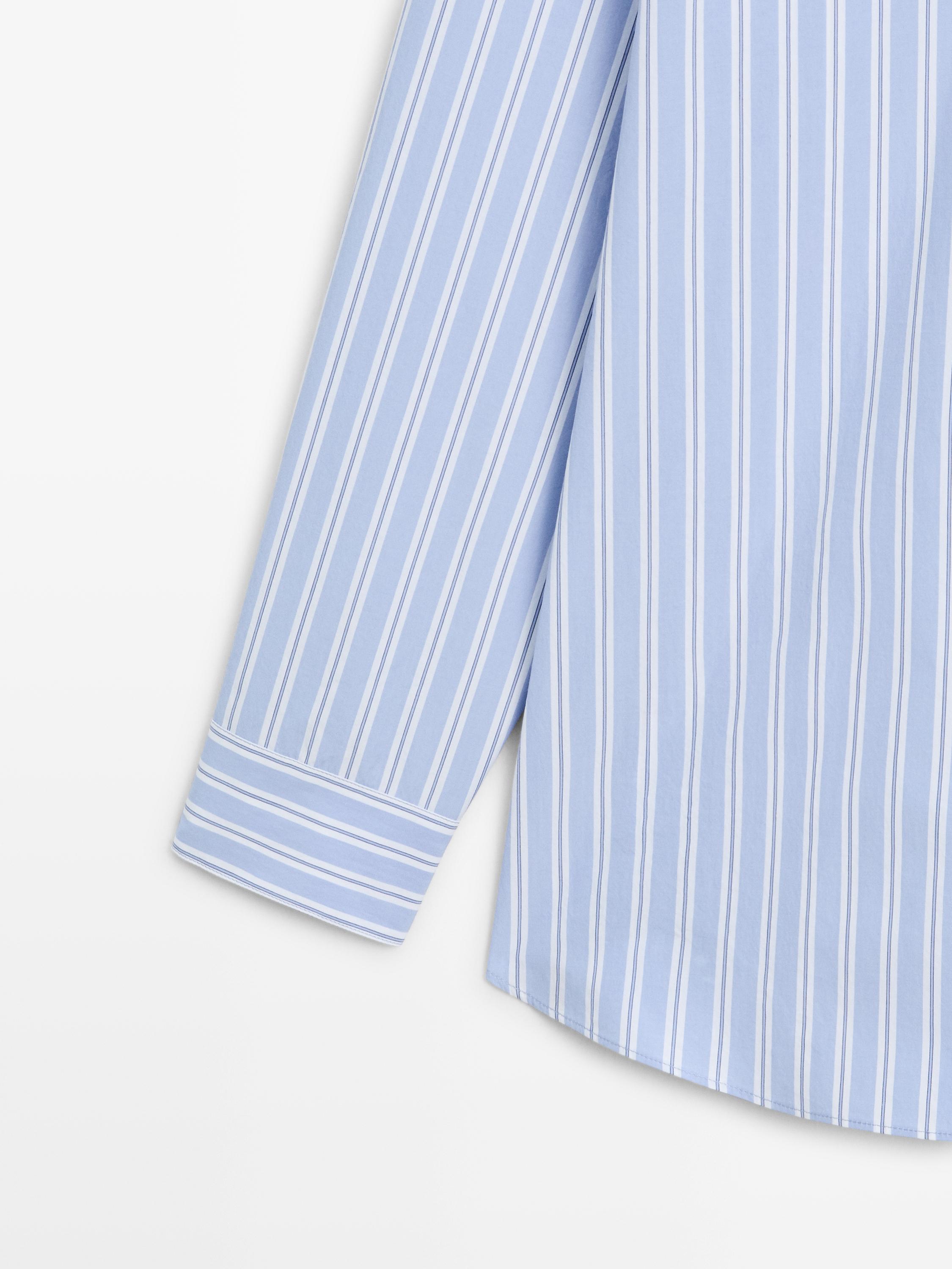 100% cotton striped shirt — BLUE