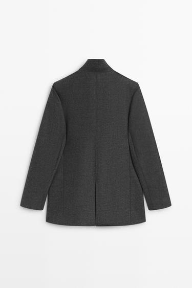 100% wool flannel suit blazer — DARK GREY 6