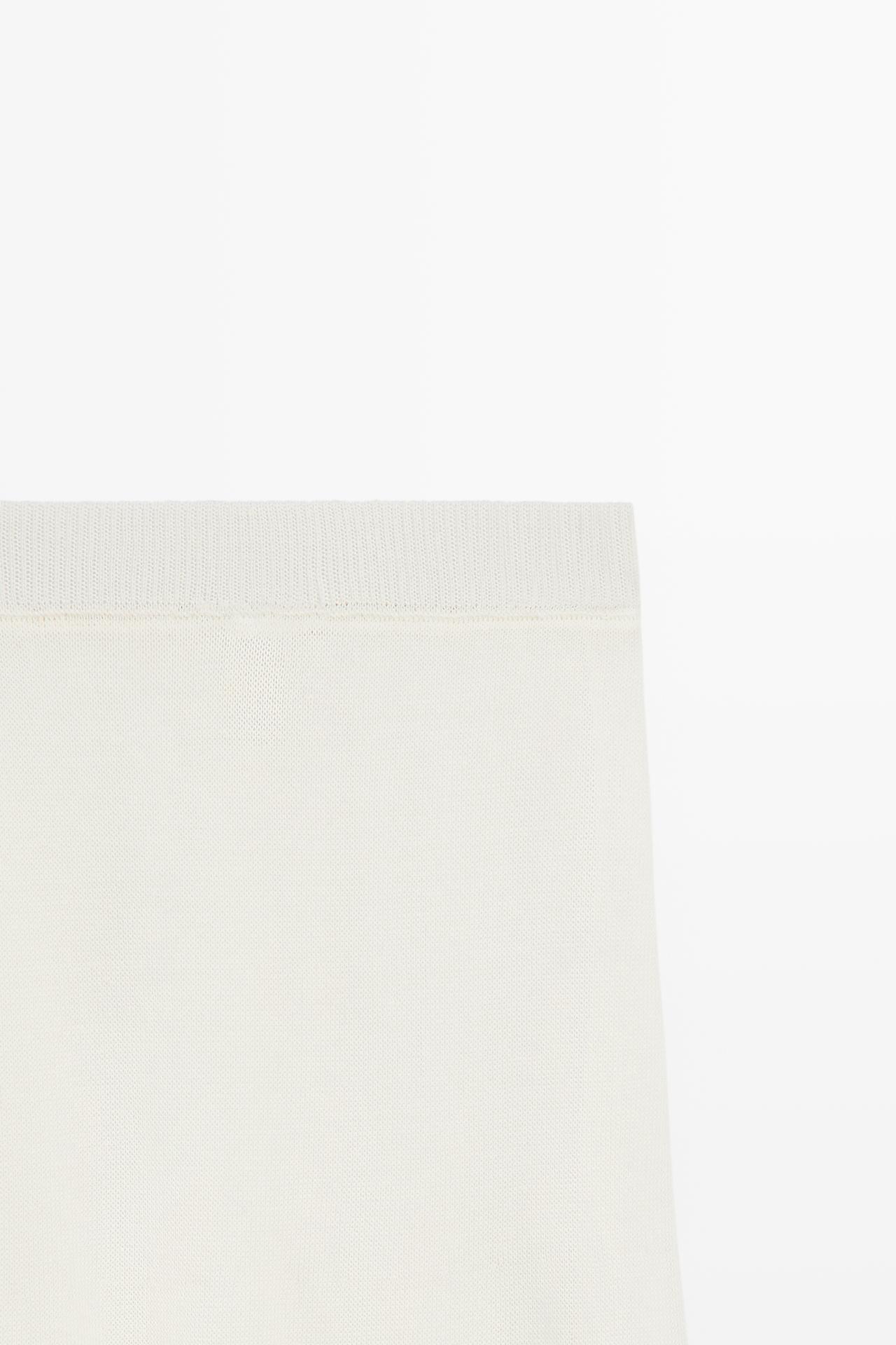 Linen blend knit midi skirt — Off white