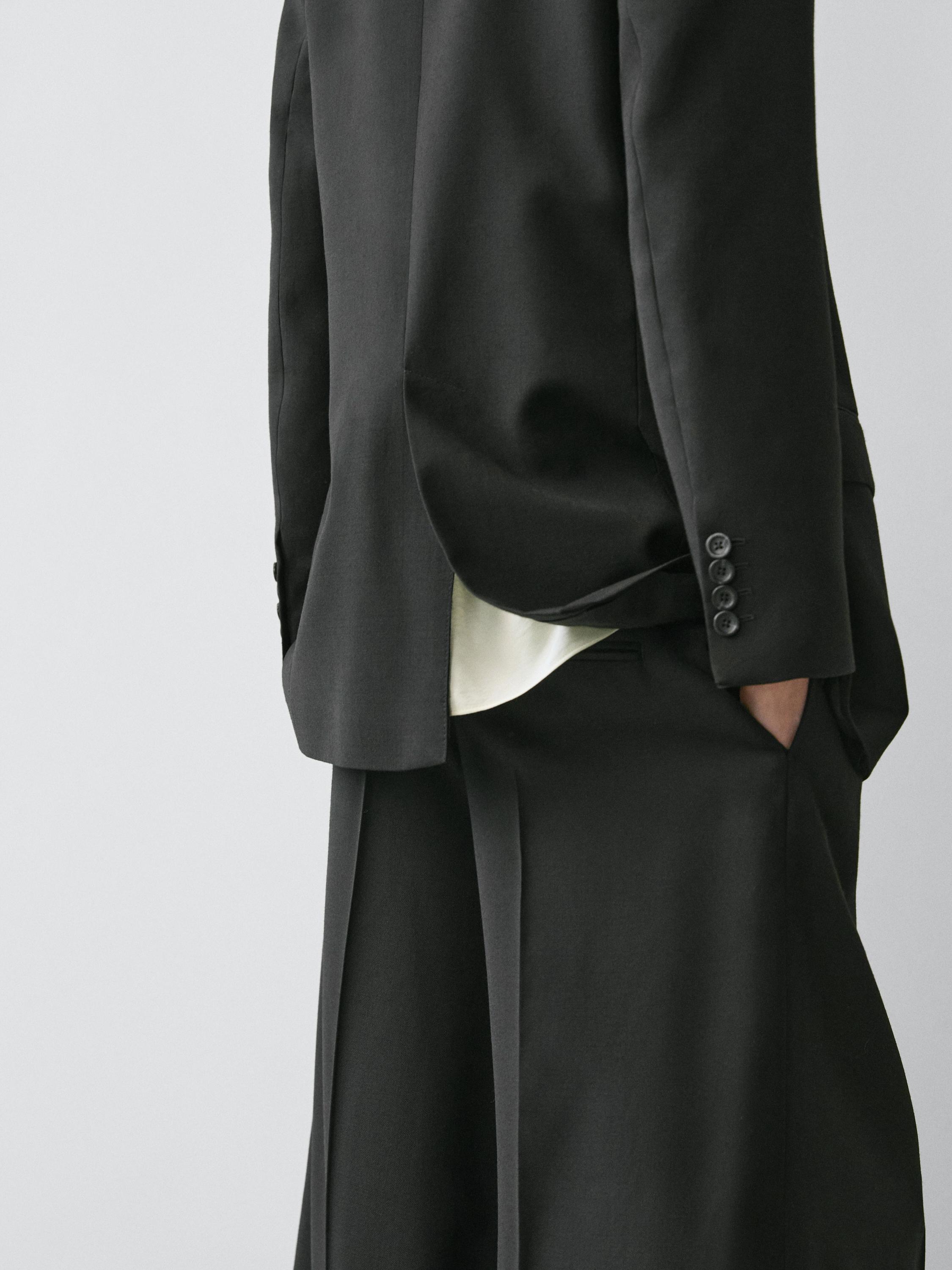 Flowing trousers with darts — BLACK