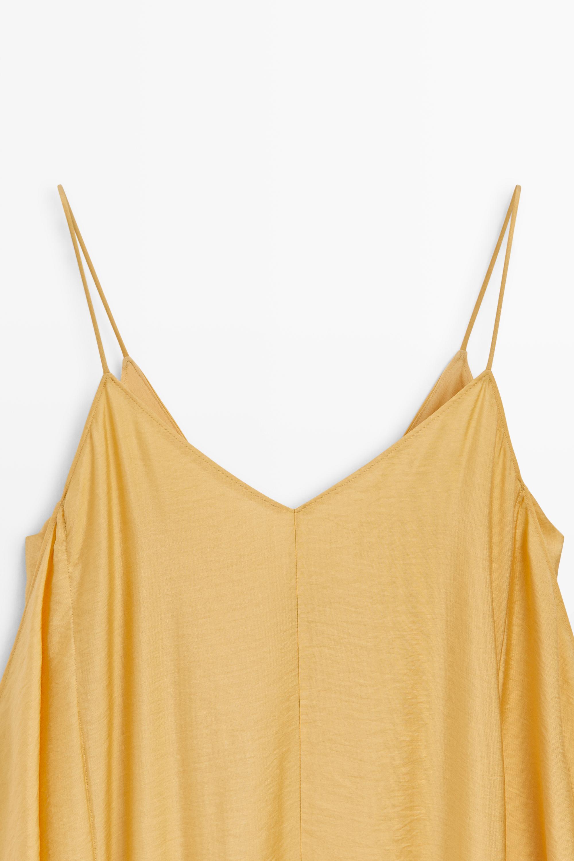 Flowing lingerie dress with ruffle detail — Yellow