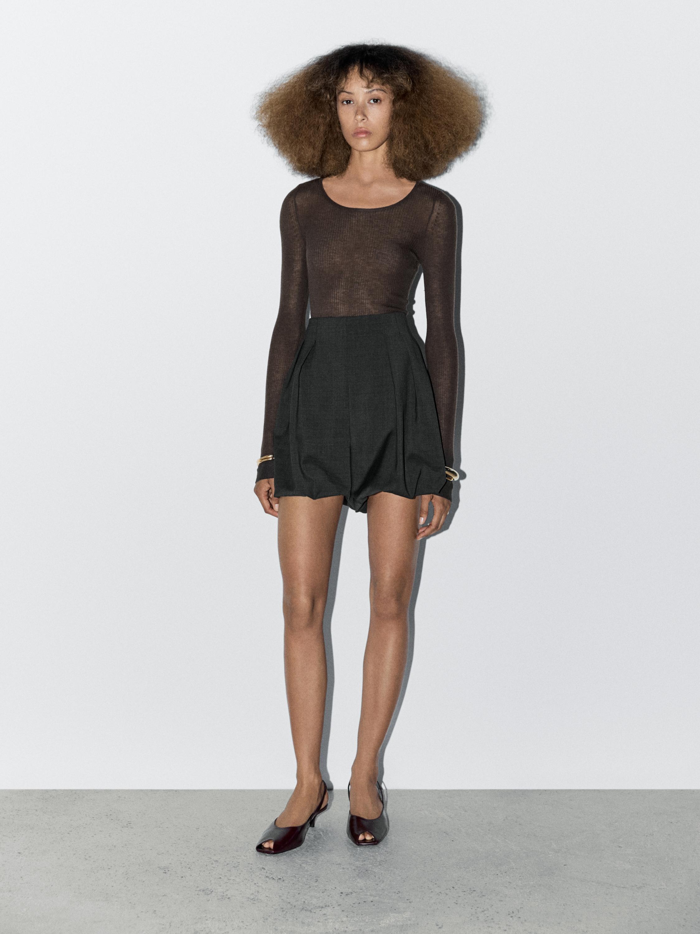 Semi-sheer 100% wool bodysuit - STUDIO