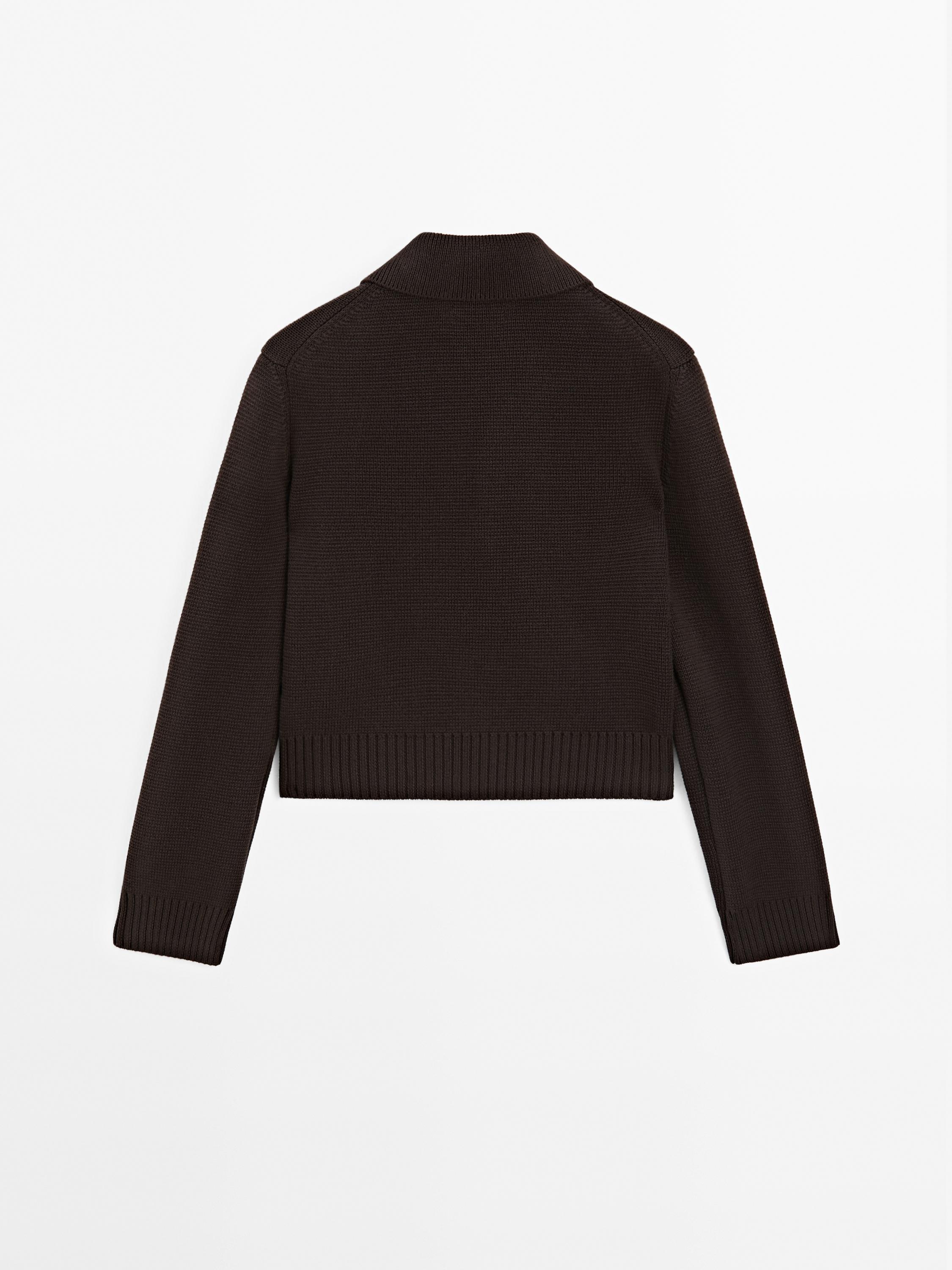 100% cotton double-breasted knit cardigan