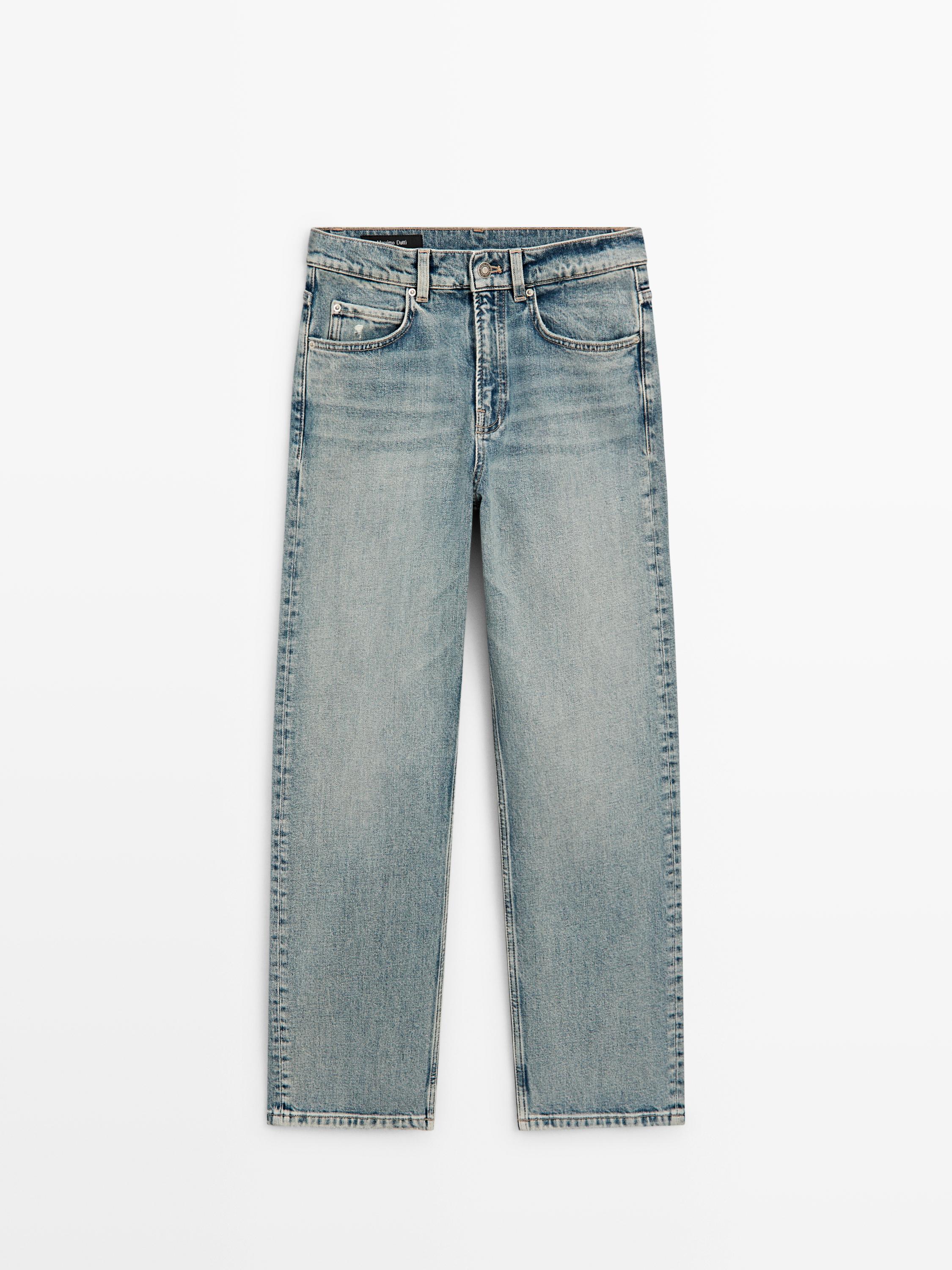 Mid-rise straight-leg jeans — Light Blue