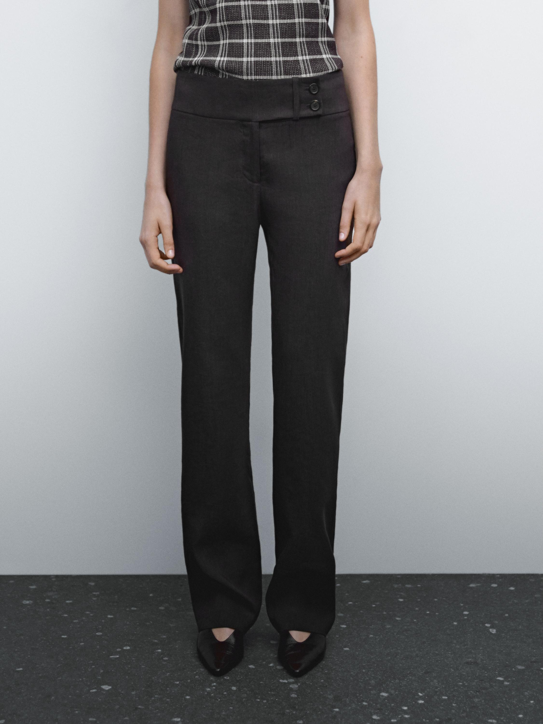 Pantalon regular fit taille moyenne élastiqué