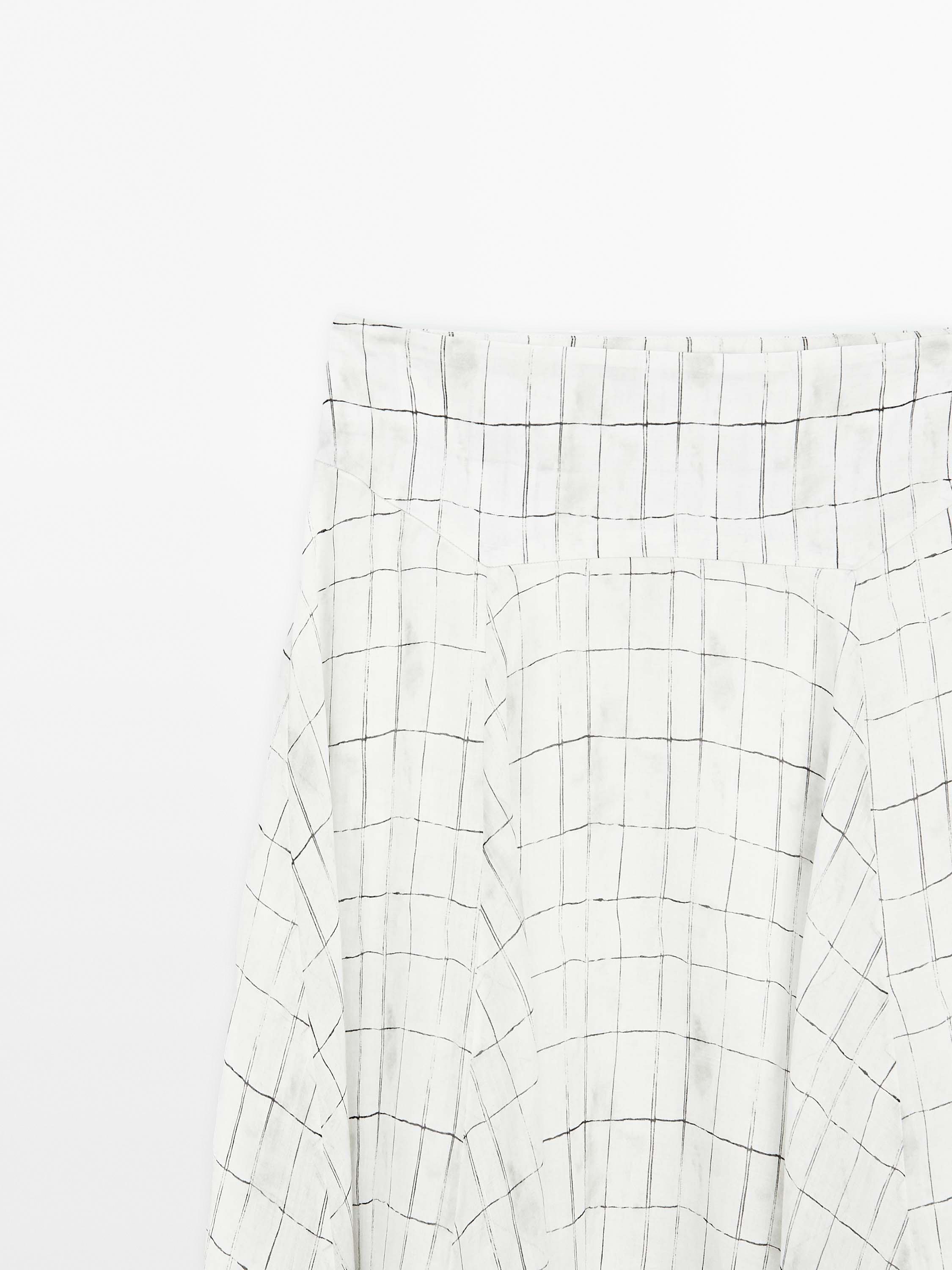Flowing check midi skirt