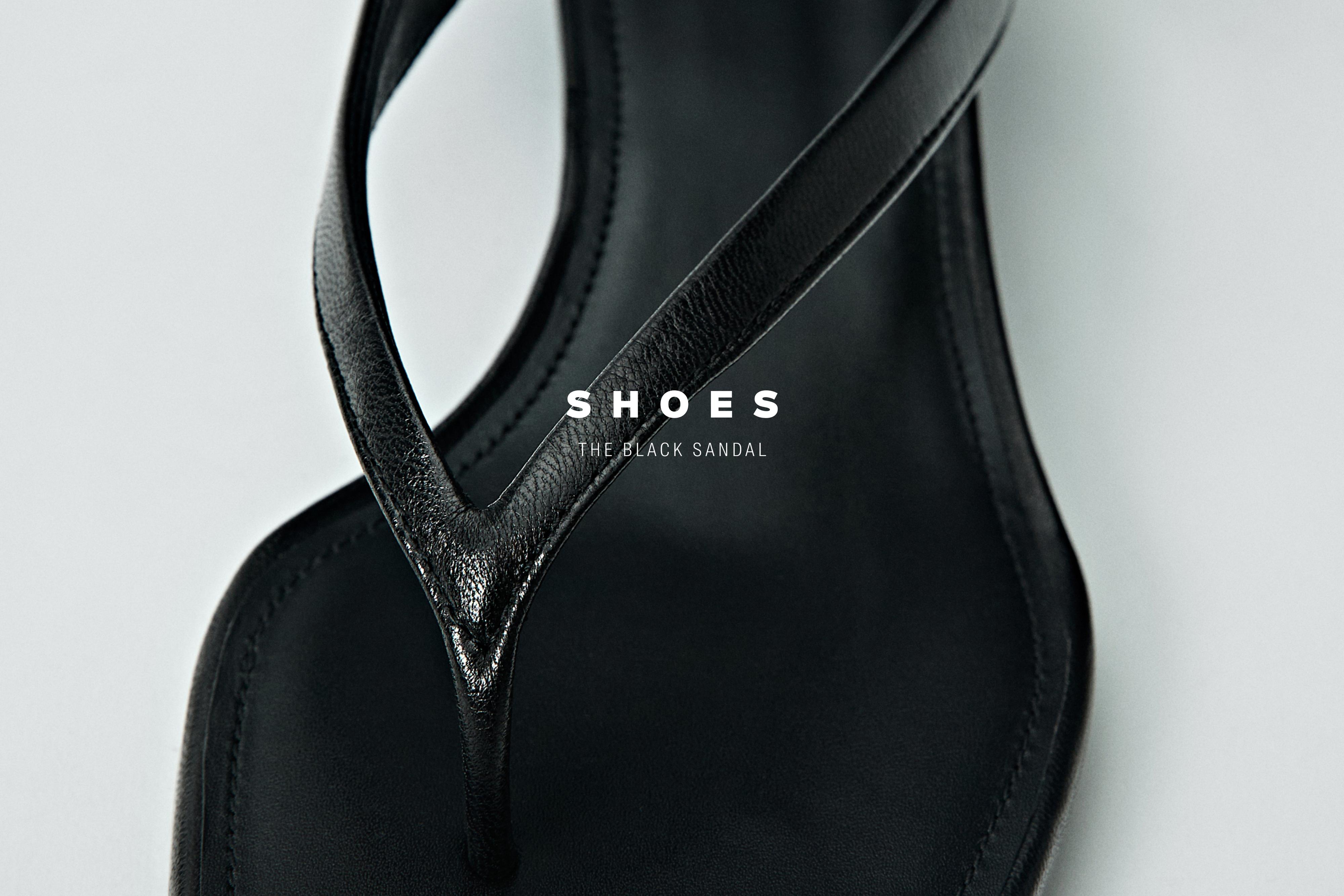 Mid-heel toe sandal — BLACK