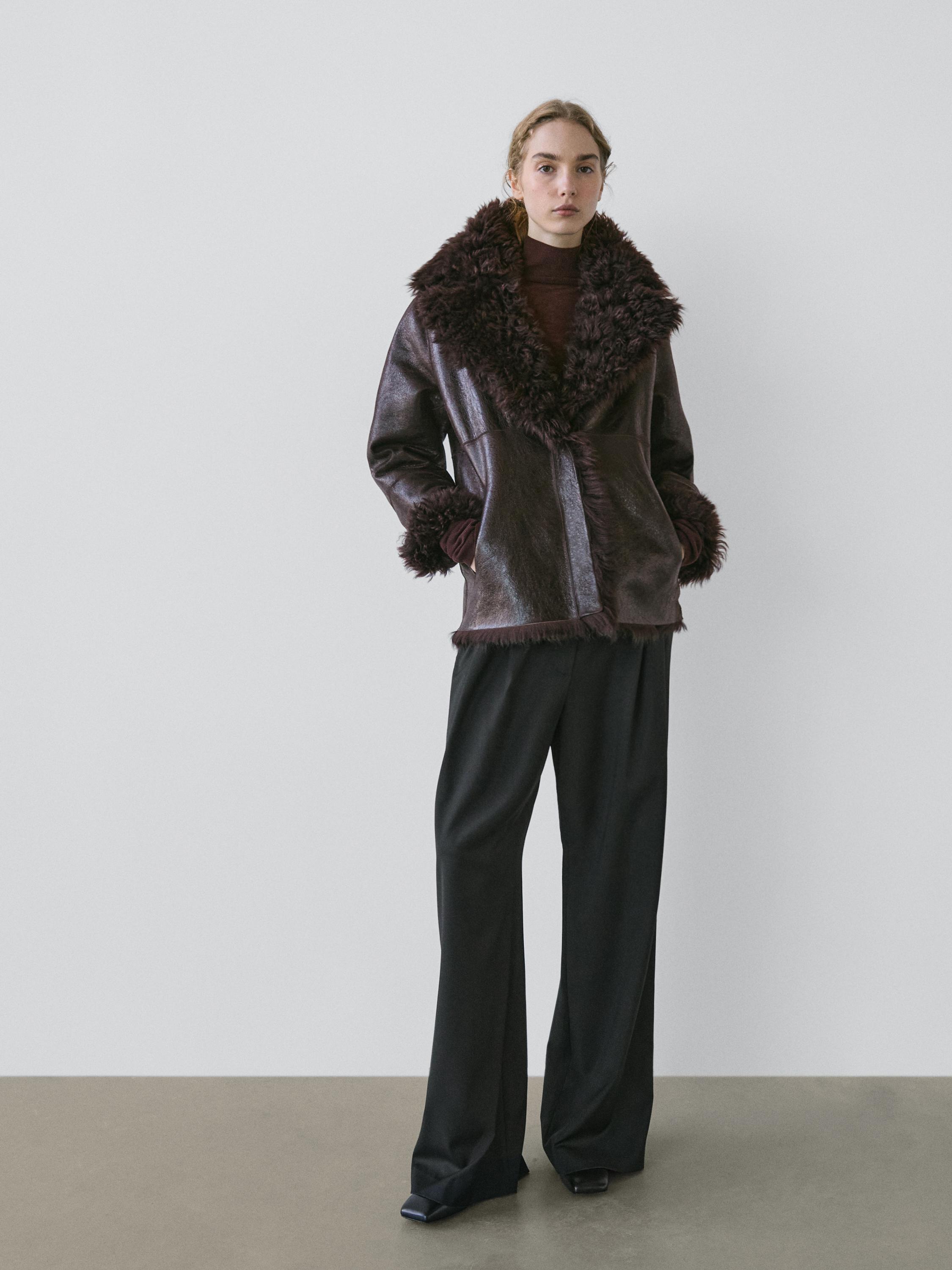 Massimo Dutti コート Long wool blend trench coat with belt · Lead · Coats | Massimo Dutti
